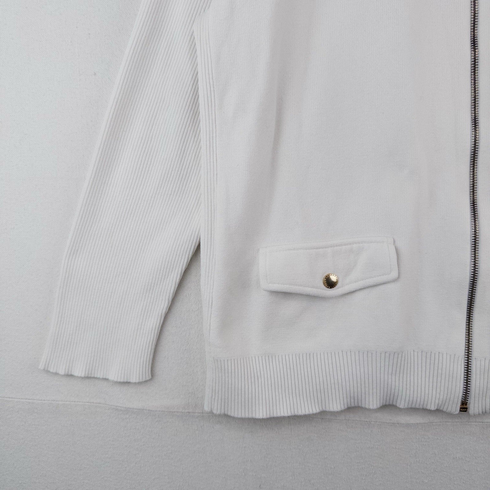 Lauren Ralph Lauren Zip Up Jacket Women’s 3X Ivory Ribbed Gold Hardware