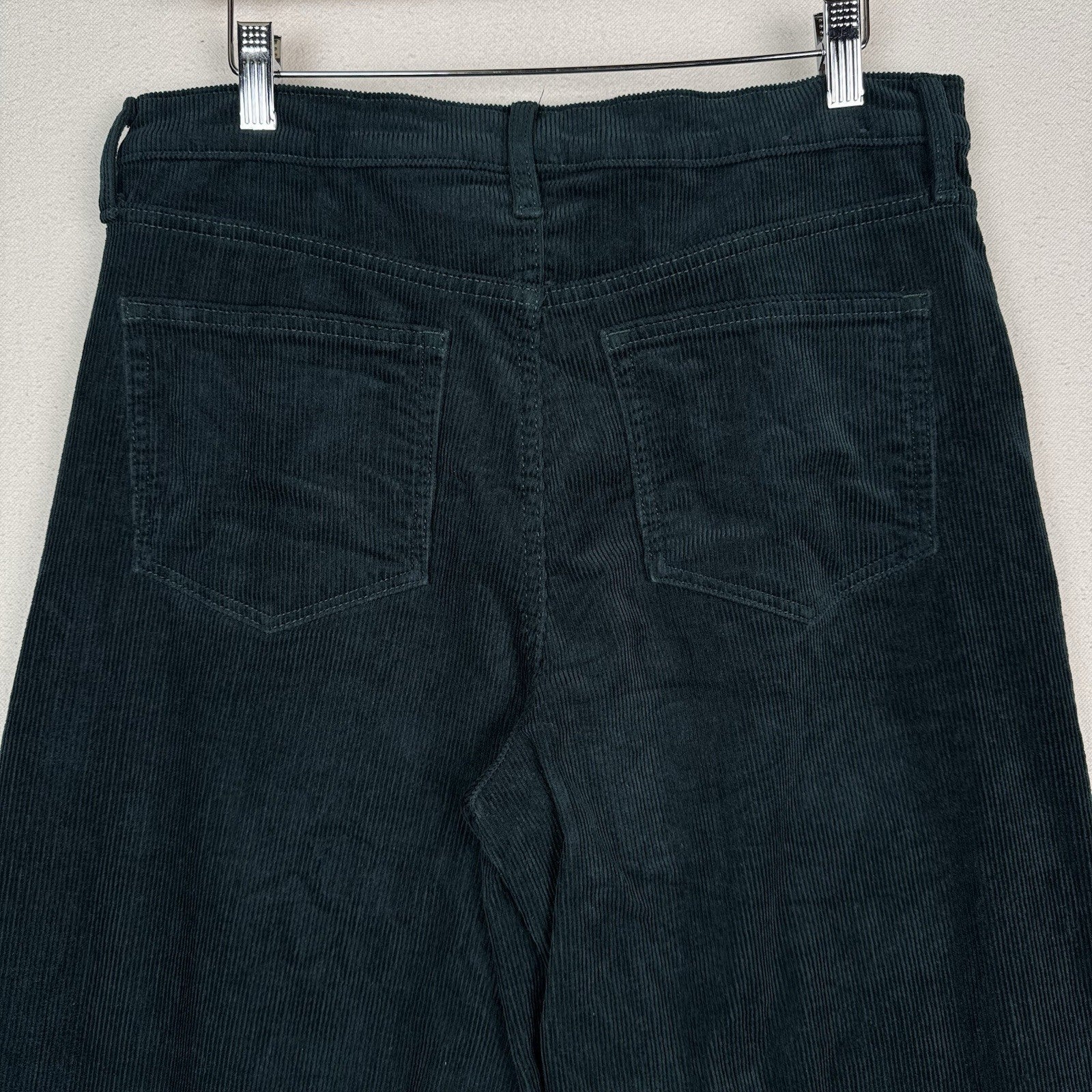 Gap Corduroy Pants Women’s 10/30 Green High Rise Stride  Wide Leg Zip 11” Leg