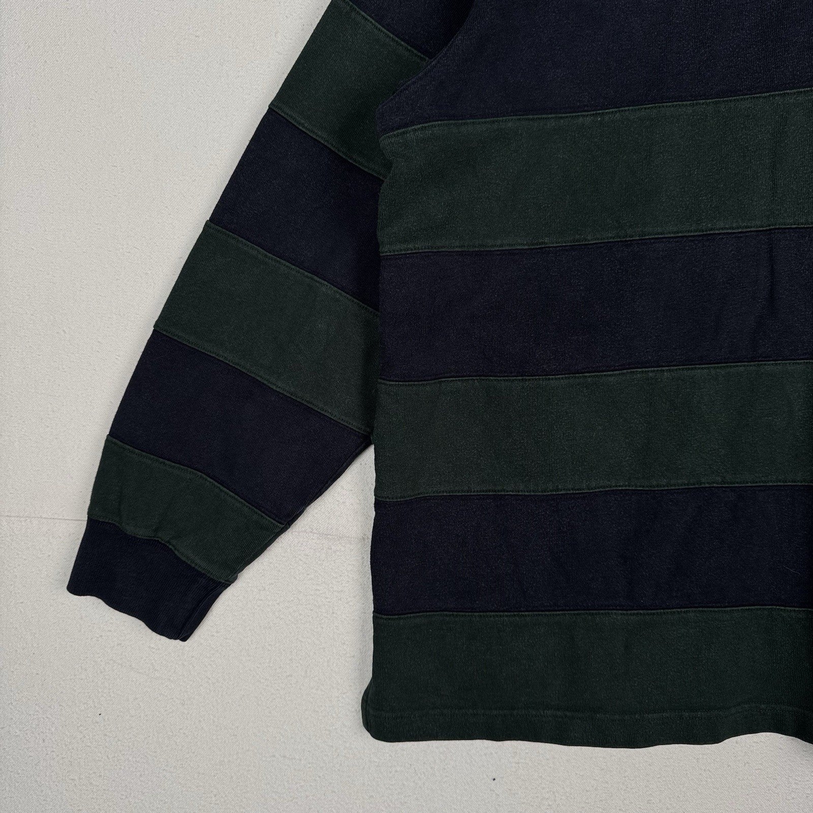 Vintage 90’s Polo Ralph Lauren Men's XL Stripe Banded Green Blue Rugby Shirt