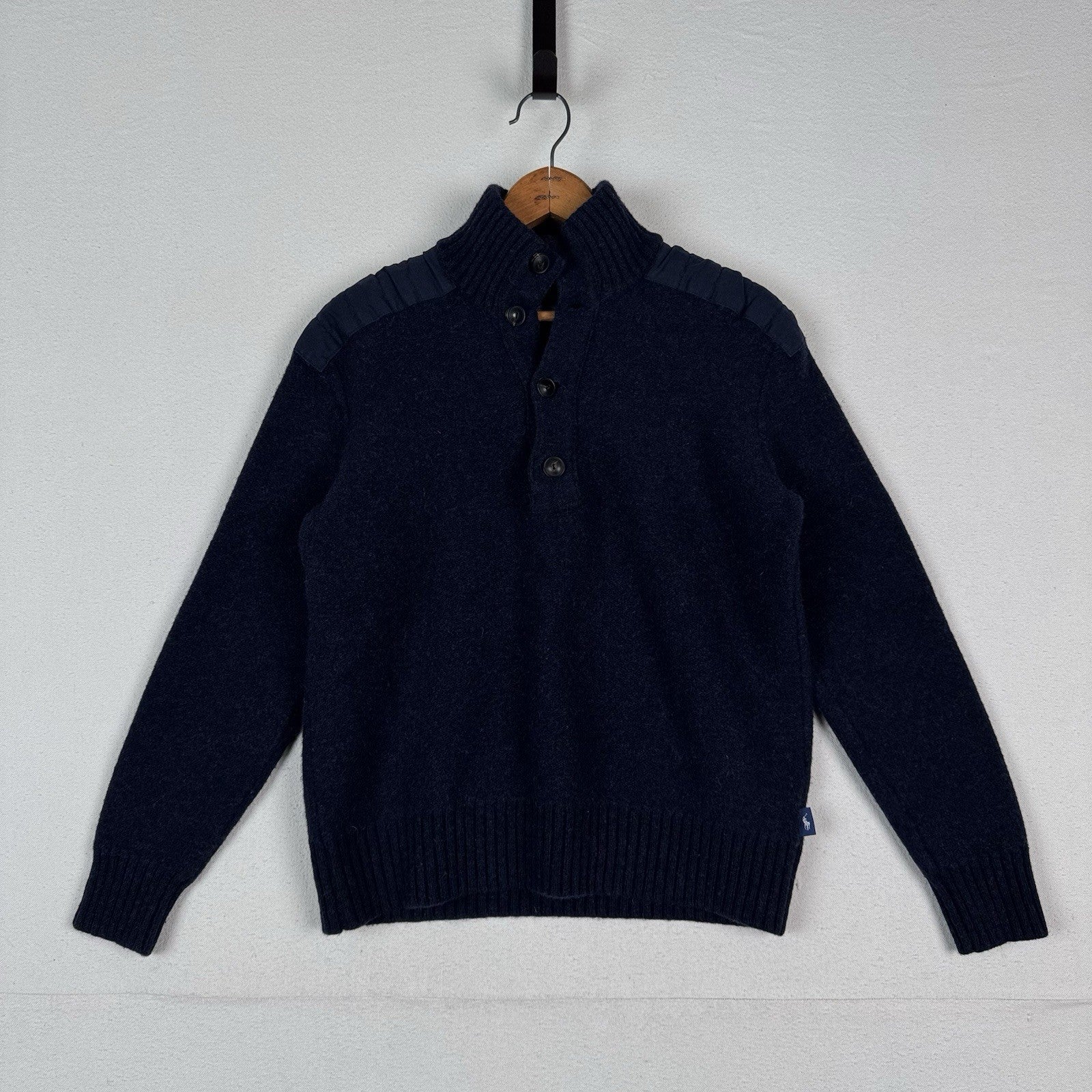 Polo Ralph Lauren 100% Lambswool Youth L Military Blue Sweater P2P:19” Welted*