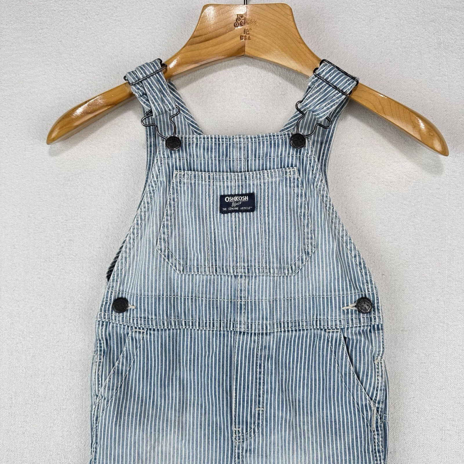 OshKosh B’gosh Blue Hickory Stripe Overalls Size 4T Vestbak
