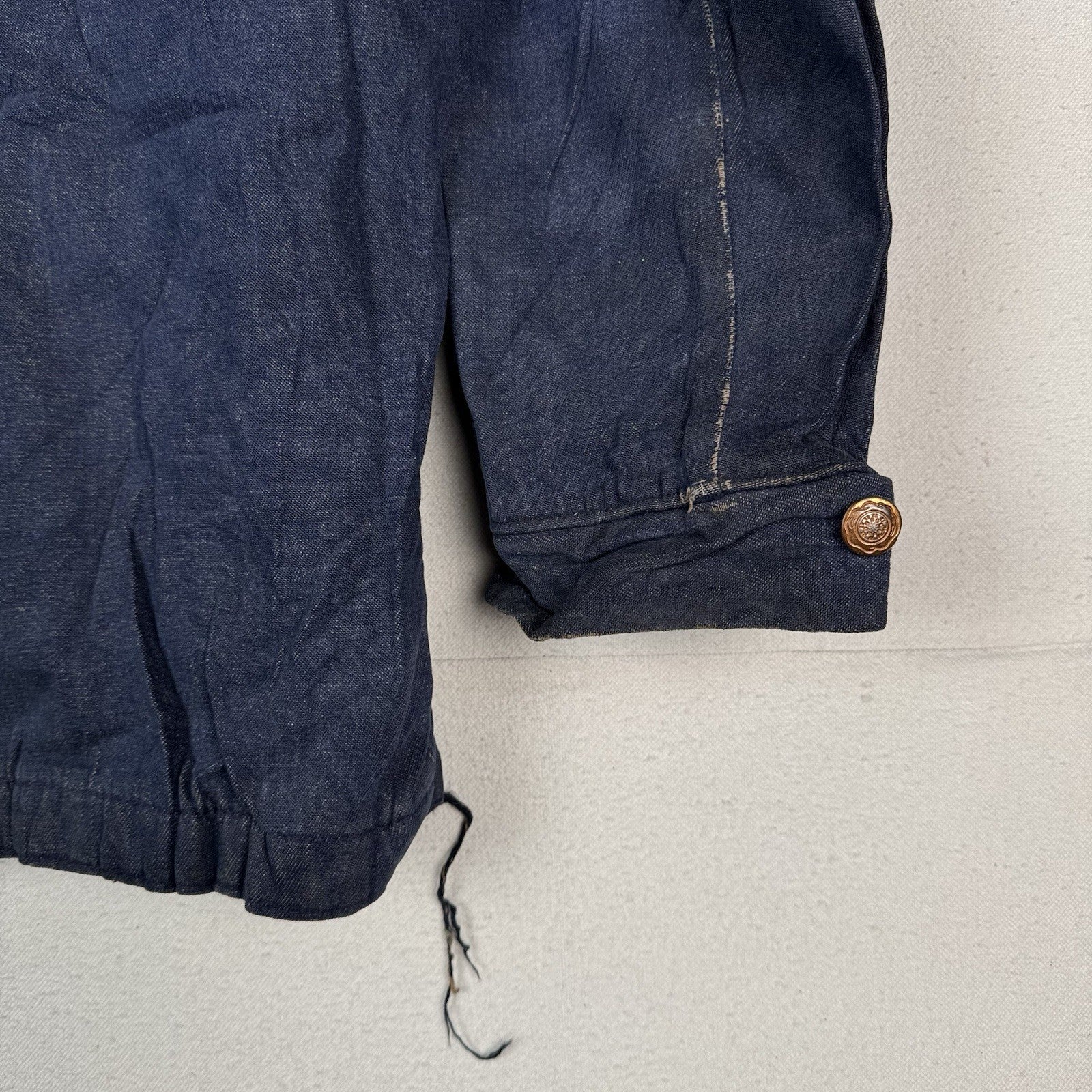 Vtg 1960s Wool Blanket Lined Denim Prison Chore Jacket Yard Coat 48” *Unwashed