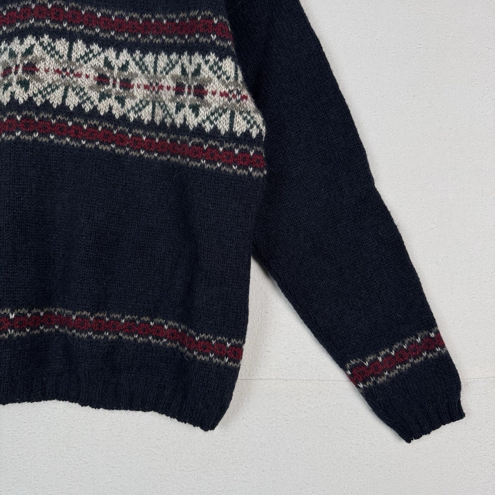 Vtg Woolrich Mens Blue Wool Blend Nordic Fair Isle Long Sleeve Sweater Large USA