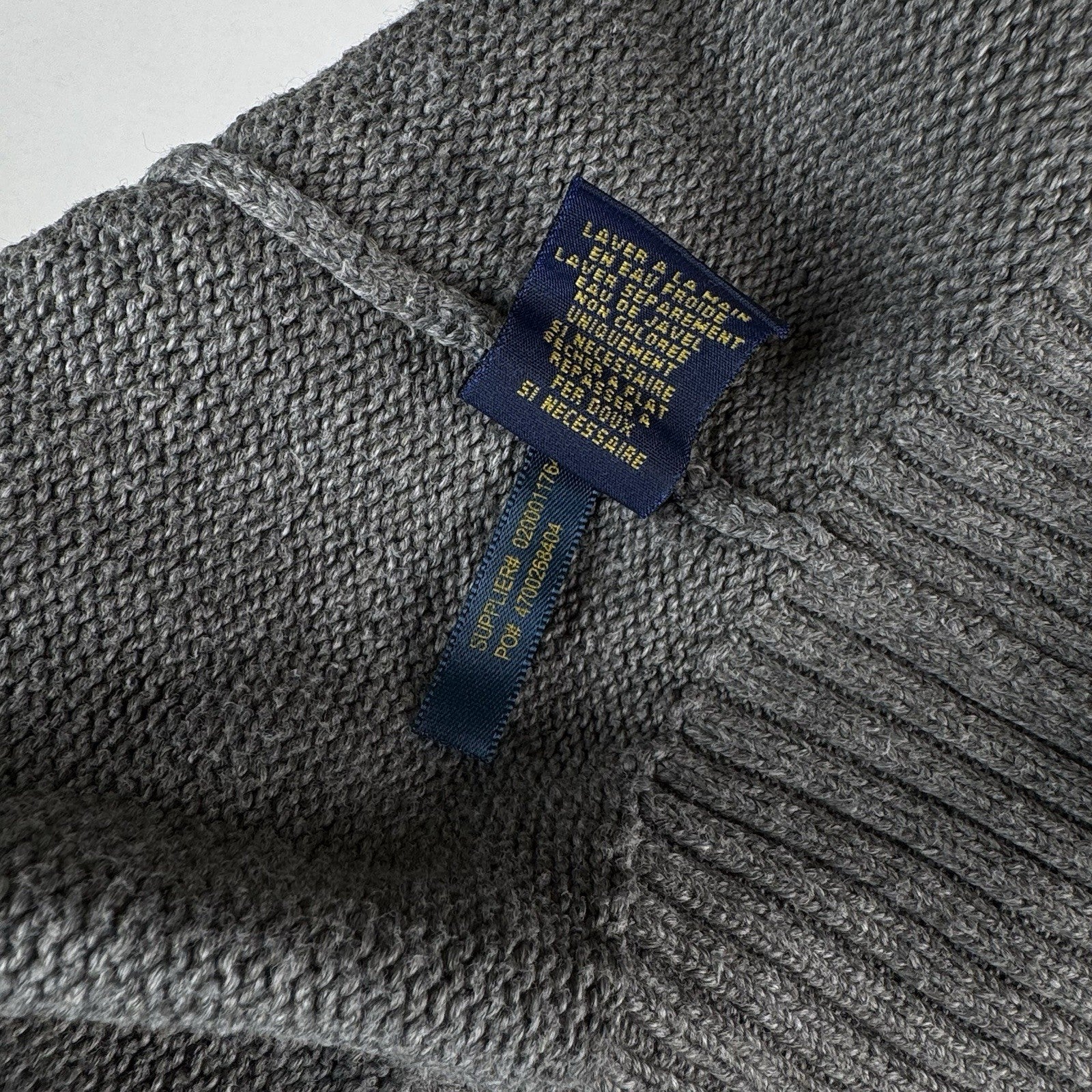 Polo Ralph Lauren Men’s XL Cotton Gray Knit Crewneck Sweater Green Pony