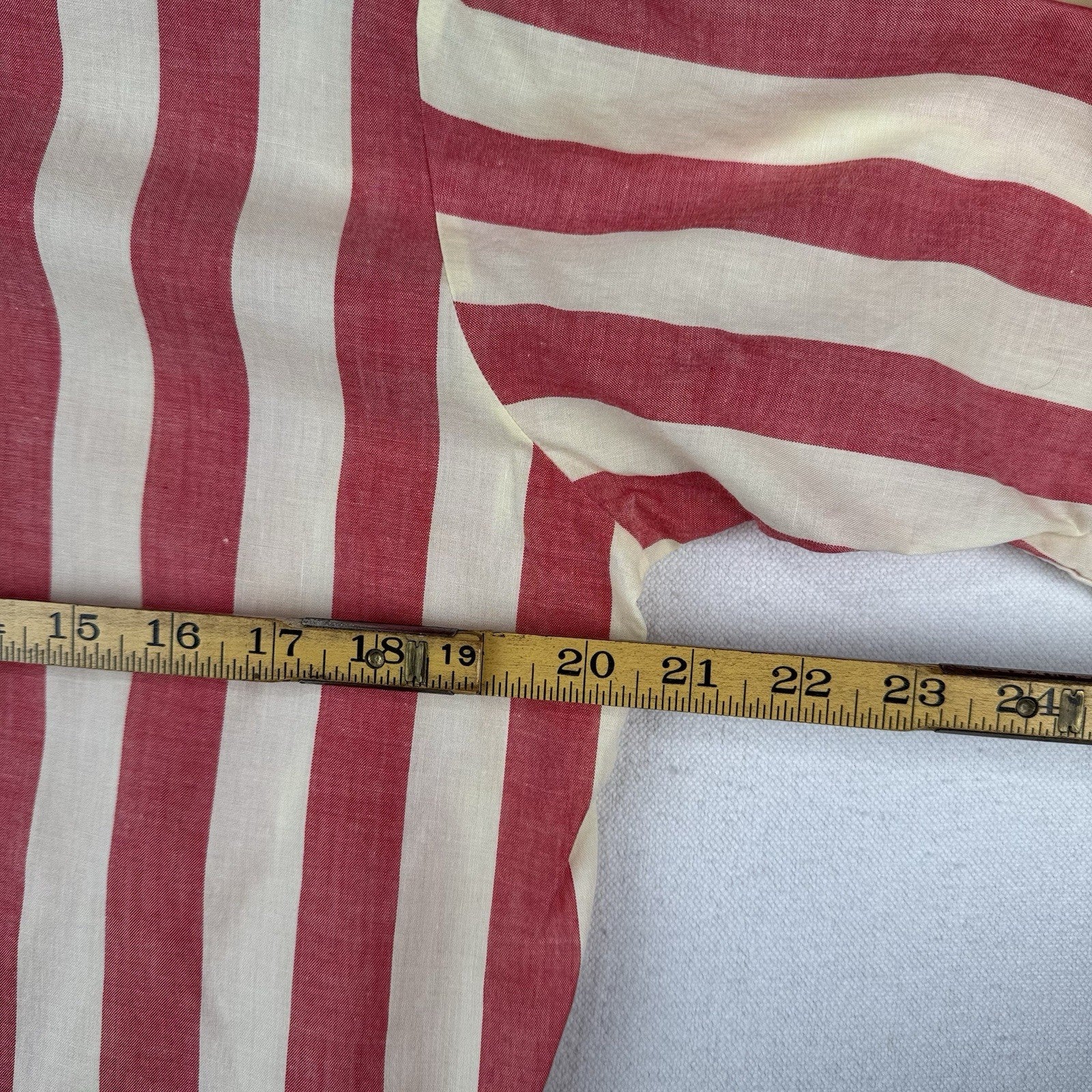 60s 70s Vtg Norris Linen Cropped Button Down Shirt Striped Womens 16 *Read