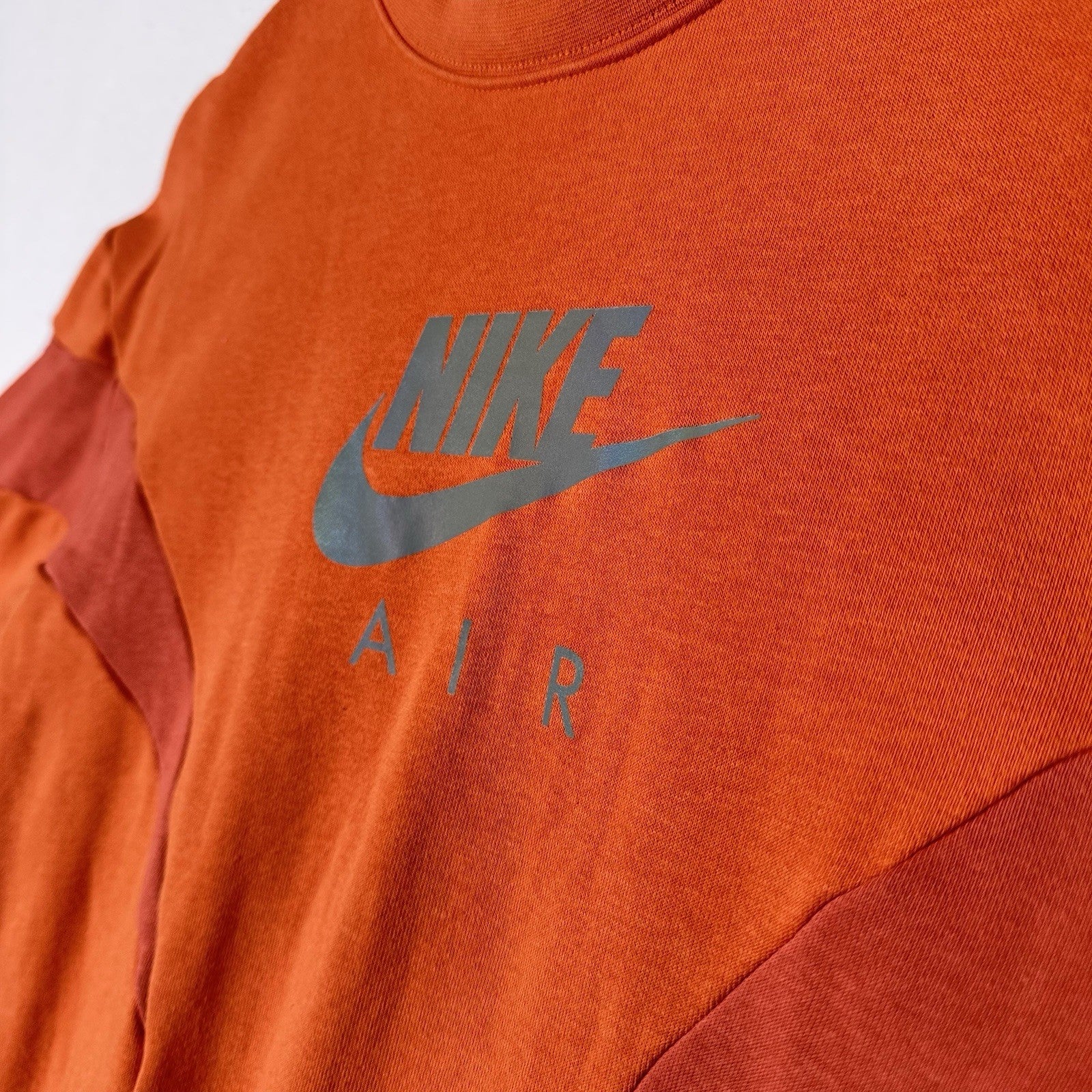 Nike Air Kids Medium Orange Cotton Blend Crew Neck Sweatshirt Reflective Logo