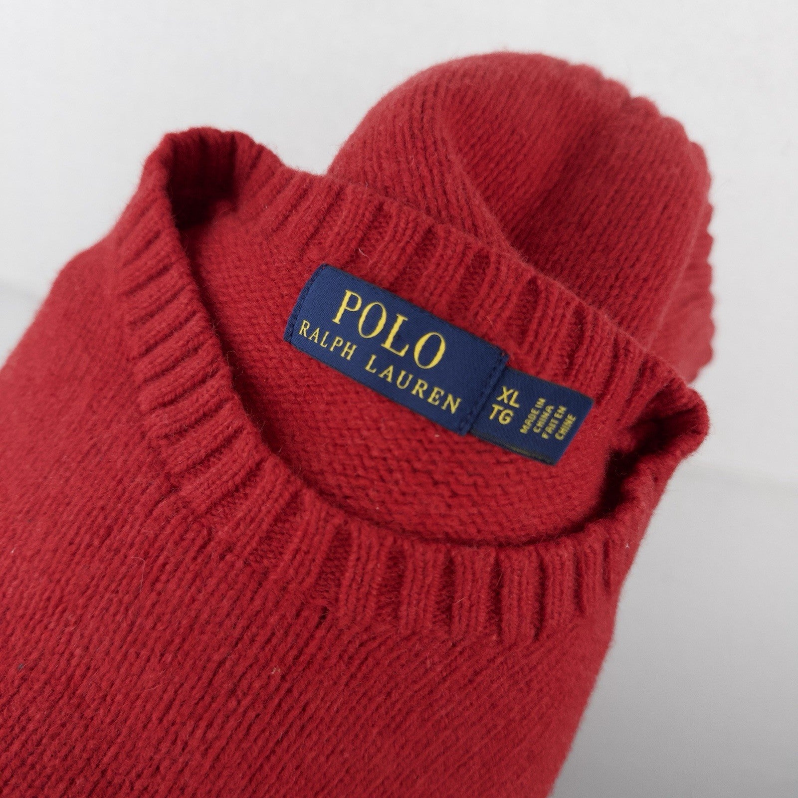 Polo Ralph Lauren Sweater Mens XL Merino Wool Angora Rabbit Hair Red Crew Neck