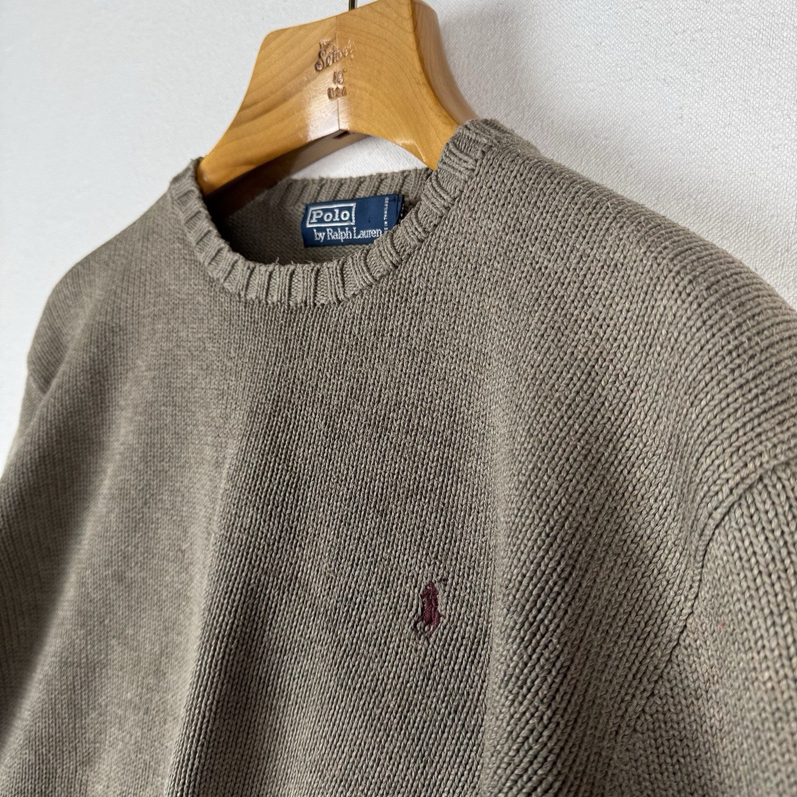 90’s Vintage Polo Ralph Lauren Sweater Men’s Large Khaki Beige Knit Pullover