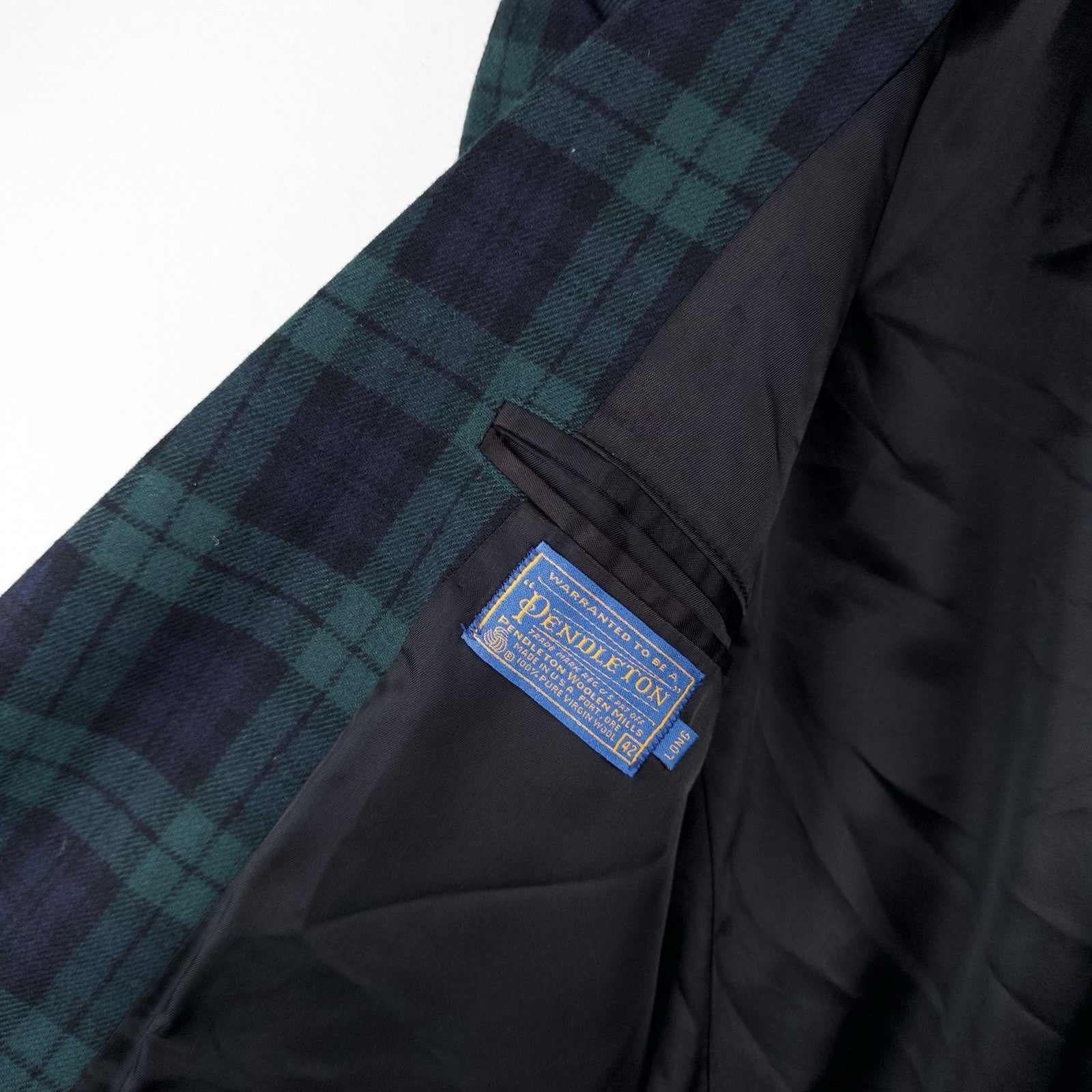 70’s Pendleton Black Watch Plaid Wool Blazer 42L Green Blue 2-Button Jacket USA