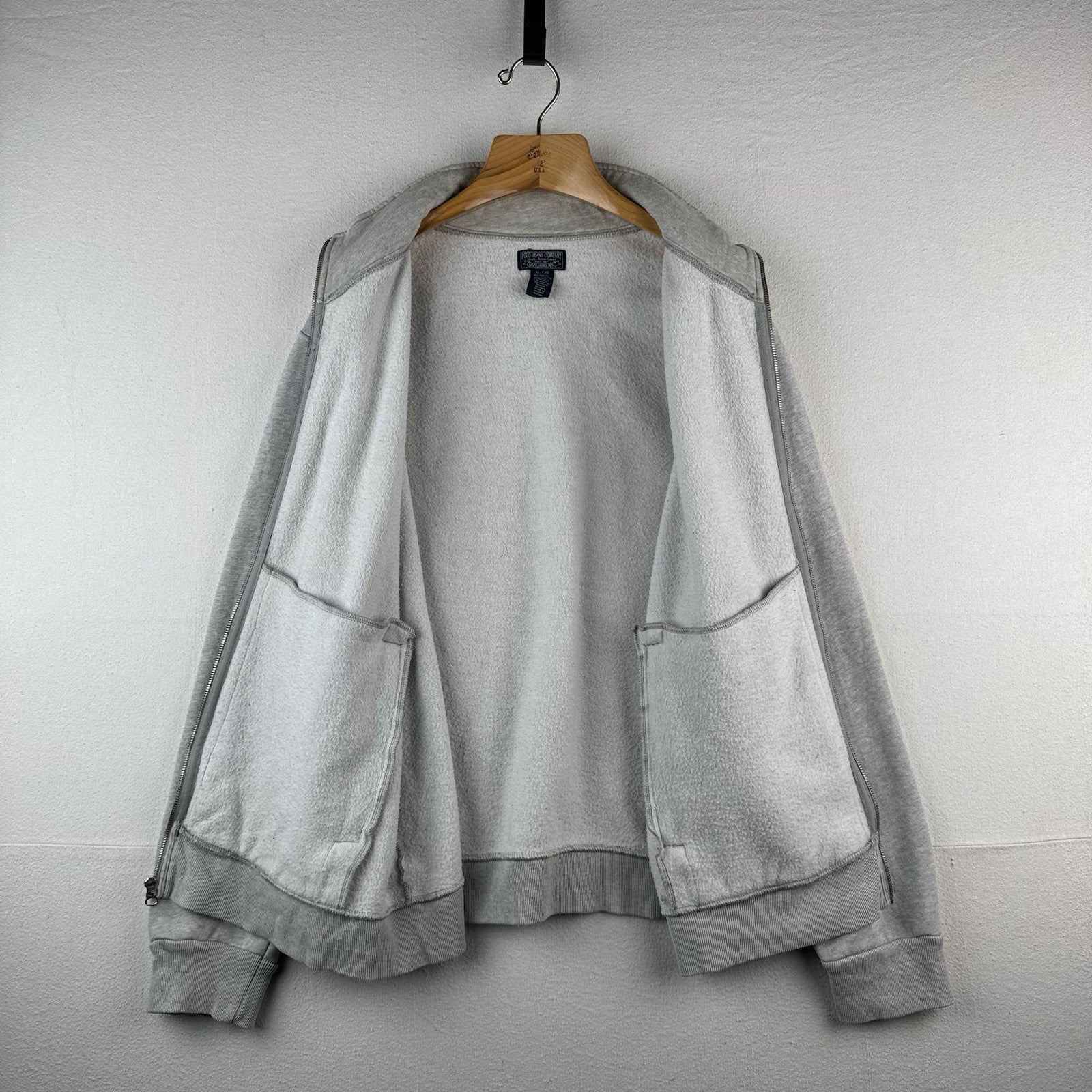 90’s Vtg Polo Jeans Co Ralph Lauren Mens XL Full Zip Gray Sweatshirt Cardigan