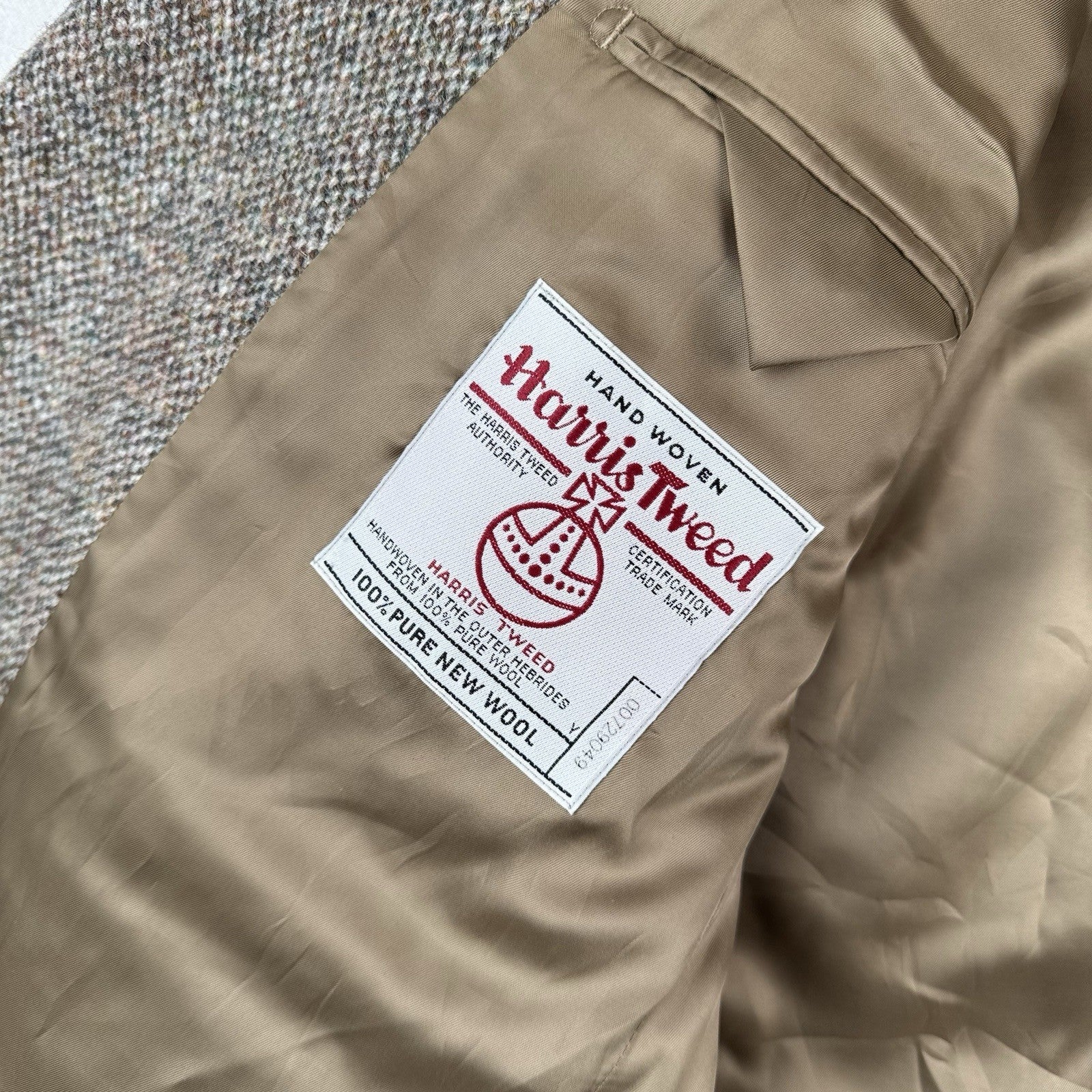 Harris Tweed Sport Coat 46R Brown Green 100% Wool Jacket Blazer