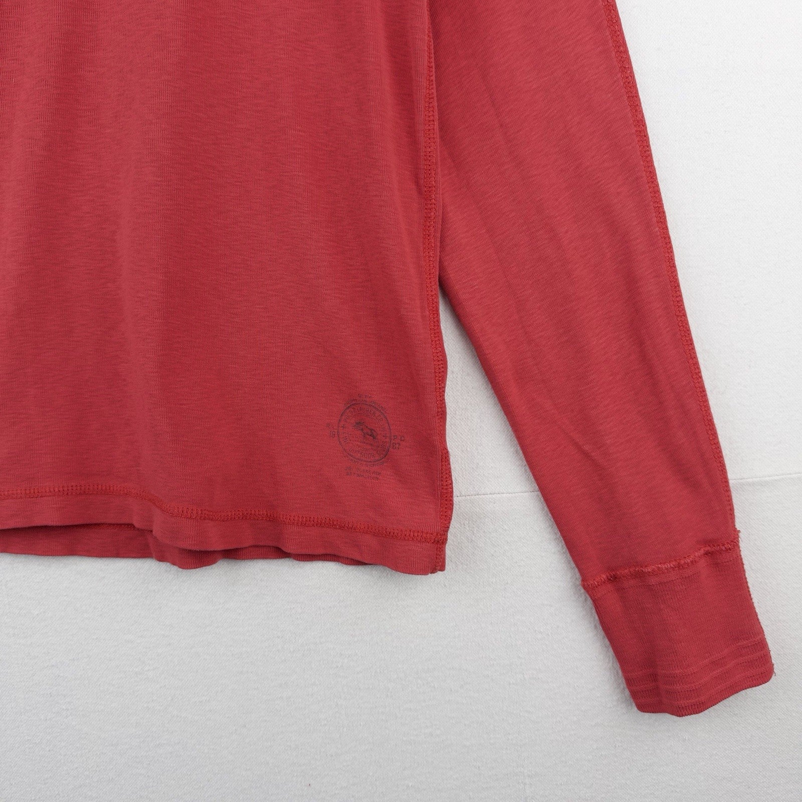 90's Vtg Polo Ralph Lauren Men's L Slub Jersey Long Sleeve Henley Shirt Coral Re