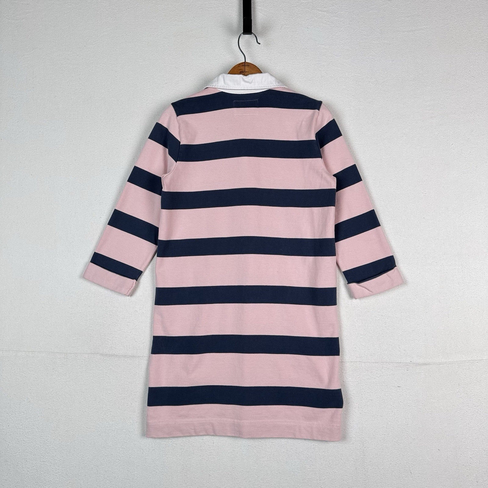 Abercrombie & Fitch Rugby Dress Woman’s Medium Blue Pink Stripe 3/4 Sleeve