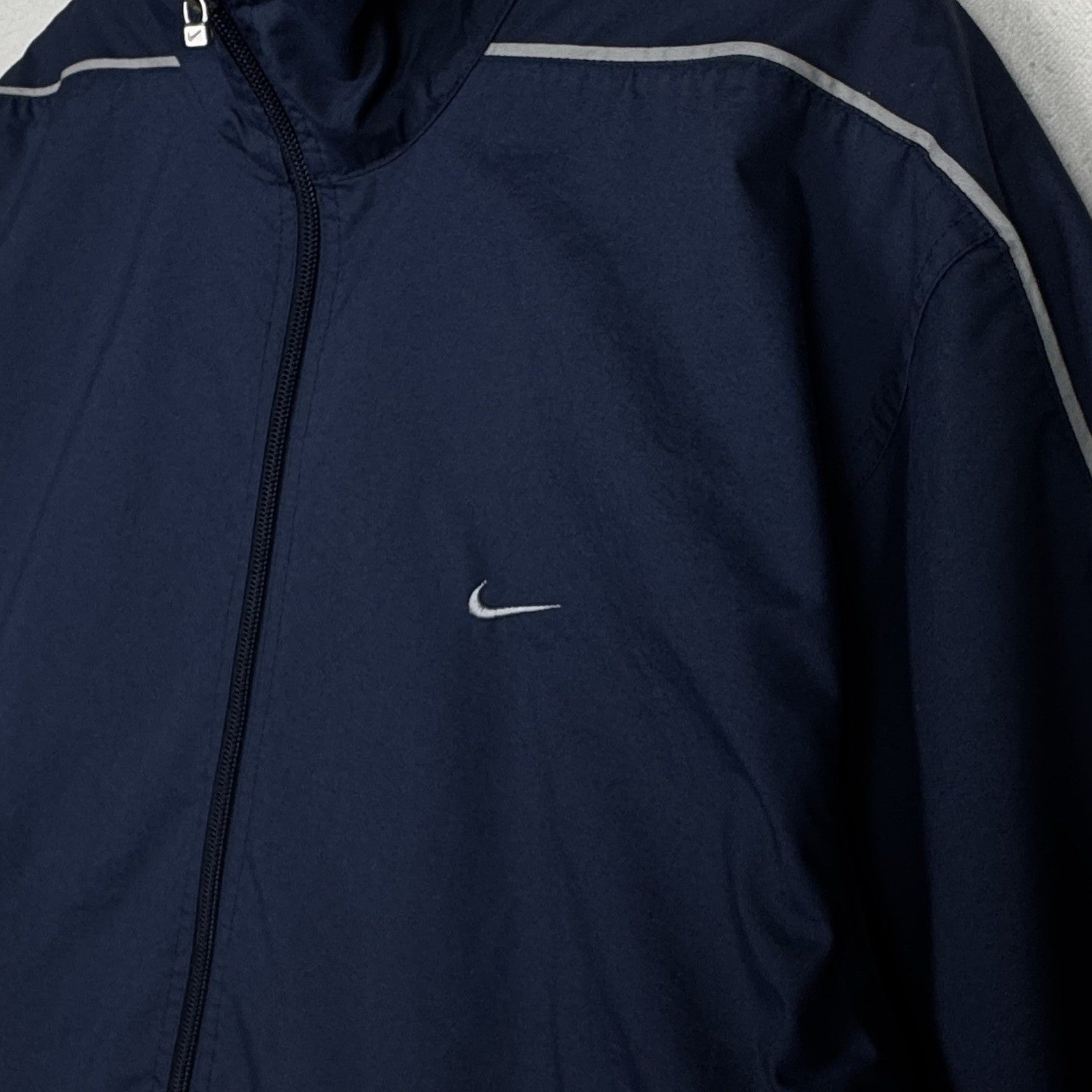 Vintage 90s Nike Jacket Mens XL Navy Blue Full Zip Nylon Windbreaker Jacket