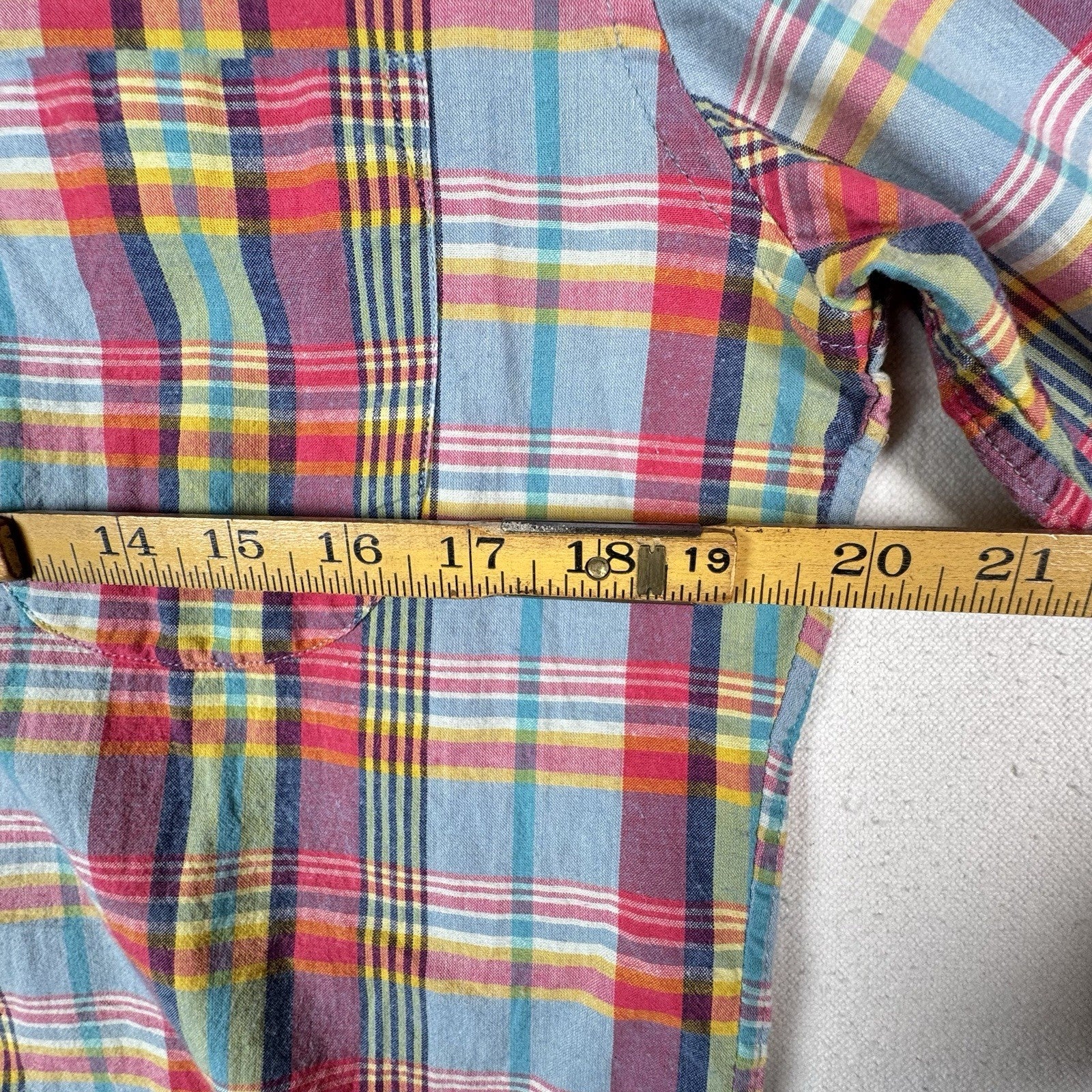 J. Crew Mens Medium Slim Fit Indian Madras Plaid Button Down Shirt Long Sleeve