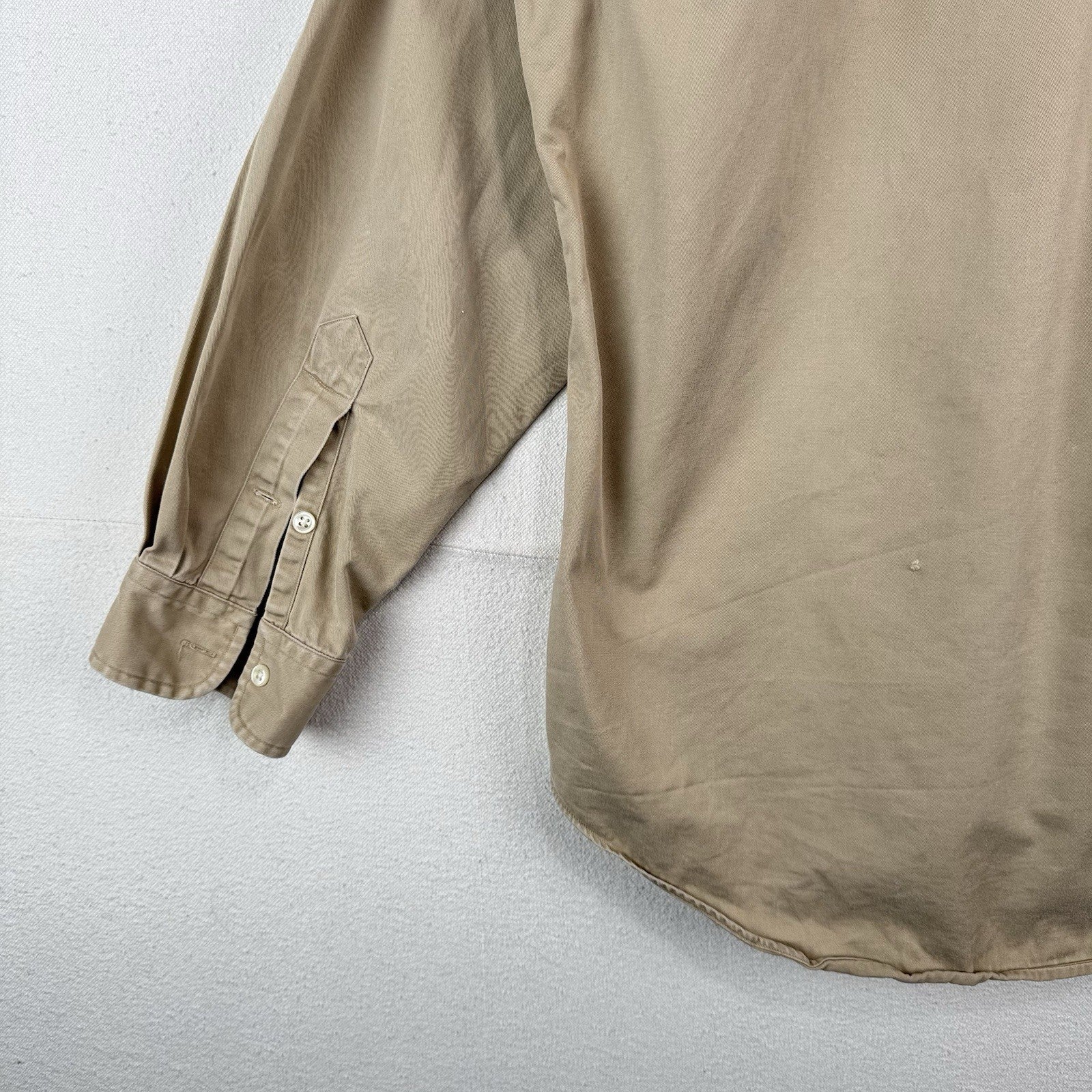 Ralph Lauren Blake Mens XL Tan Khaki Cotton Long Sleeve Button Down Shirt Pony
