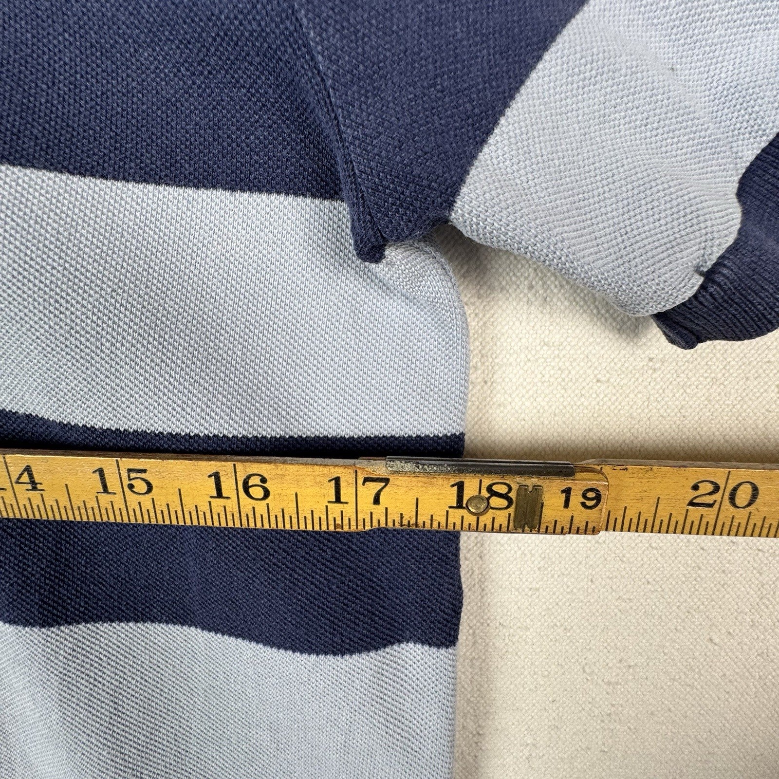 Ralph Lauren Rugby Short Sleeve Striped Blue Mesh Polo Shirt Mens Small