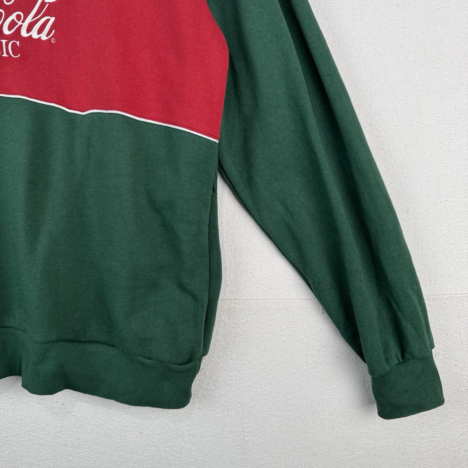 Coca-Cola 1/4 Zip Men's XL Green Red Embroidered Fleece Sweatshirt *Read