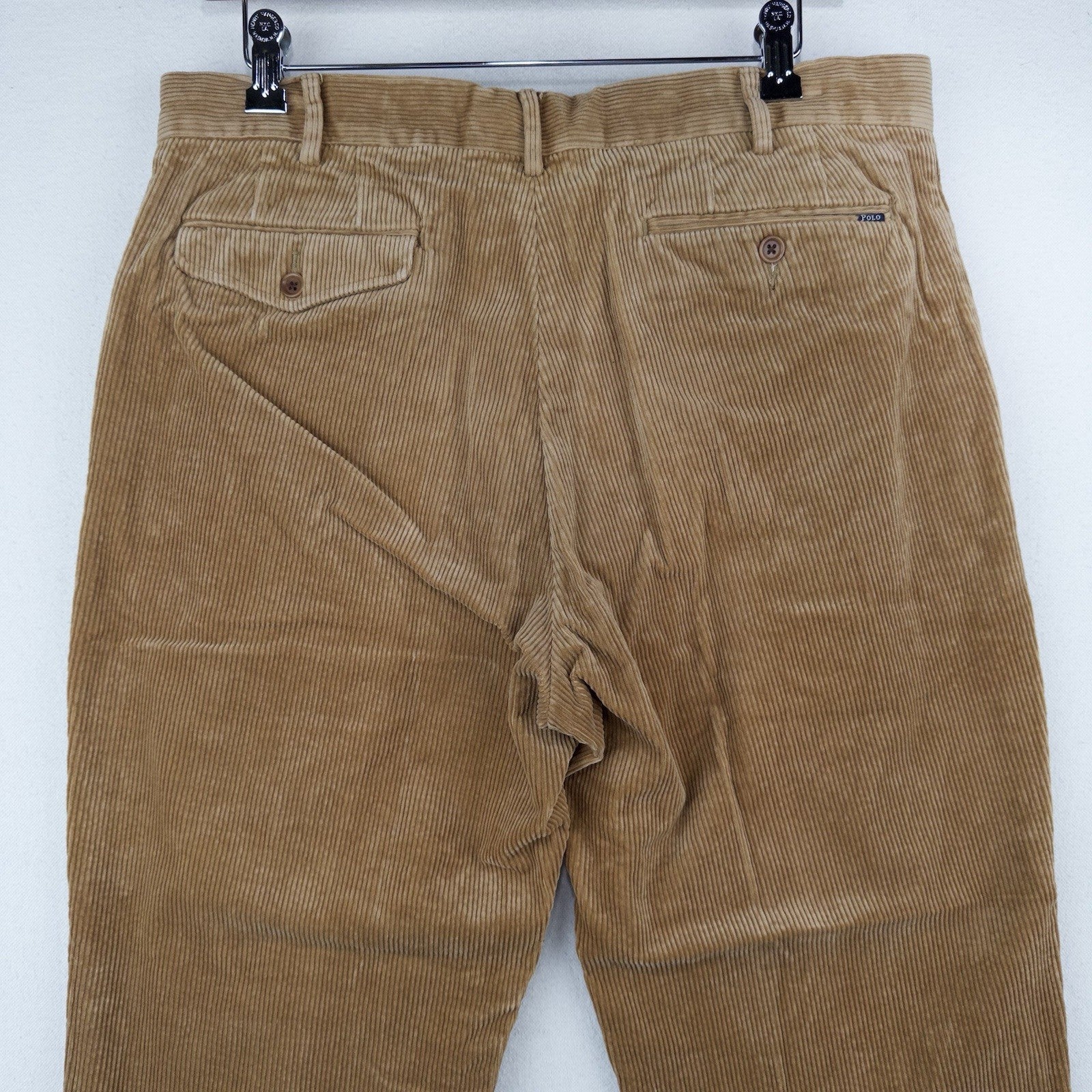 90’s Vtg Polo Ralph Lauren Corduroy Pants Classic Fits 34x26 Tan Brown Wide Wale