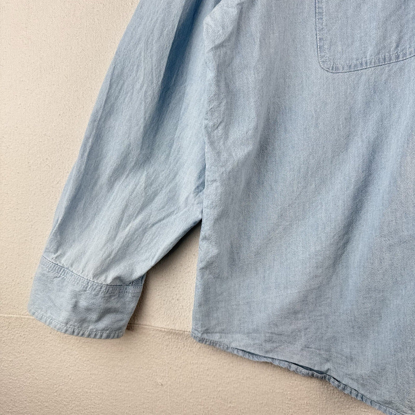 Lauren Ralph Lauren Women's 2X Blue Chambray Button Down Shirt 100% Cotton
