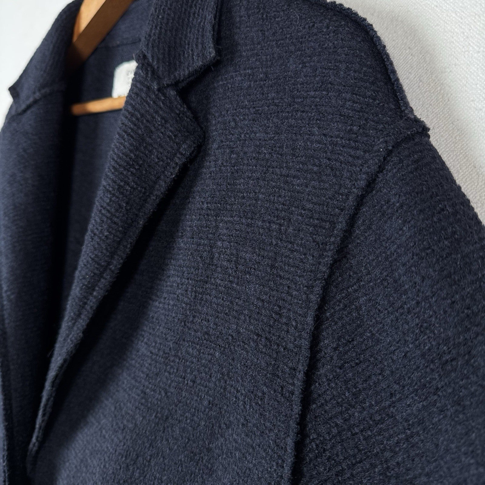 Zara Wool Longline Navy Blue Car Coat Overcoat Cardigan Women’s Size M