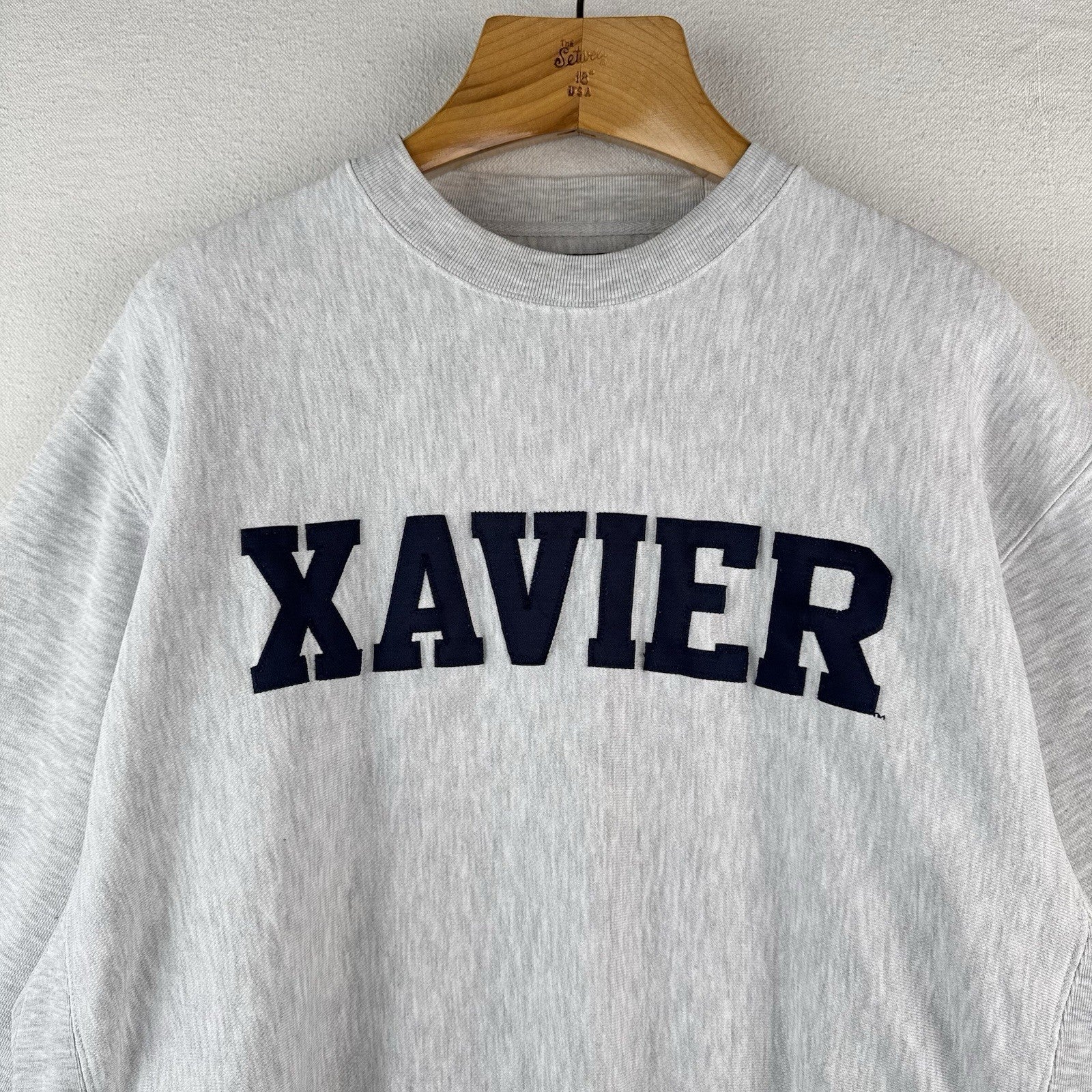 Vintage Champion Xavier Reverse Weave Crewneck Gray Sweatshirt Unisex Large