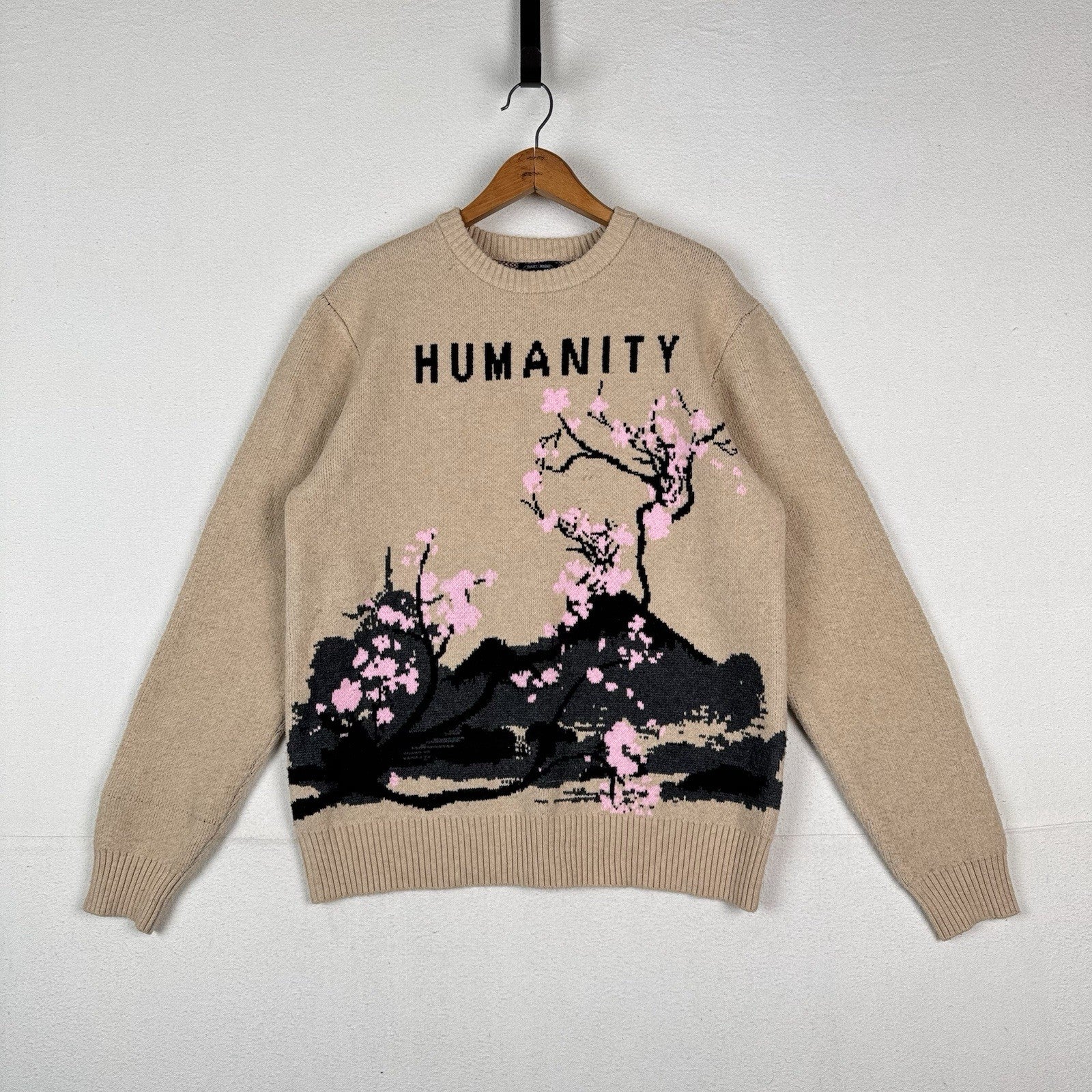 RGSTR Humanity Cherry Blossom Men’s Large Sweater Tokyo Kyoto Japan Osaka Cream