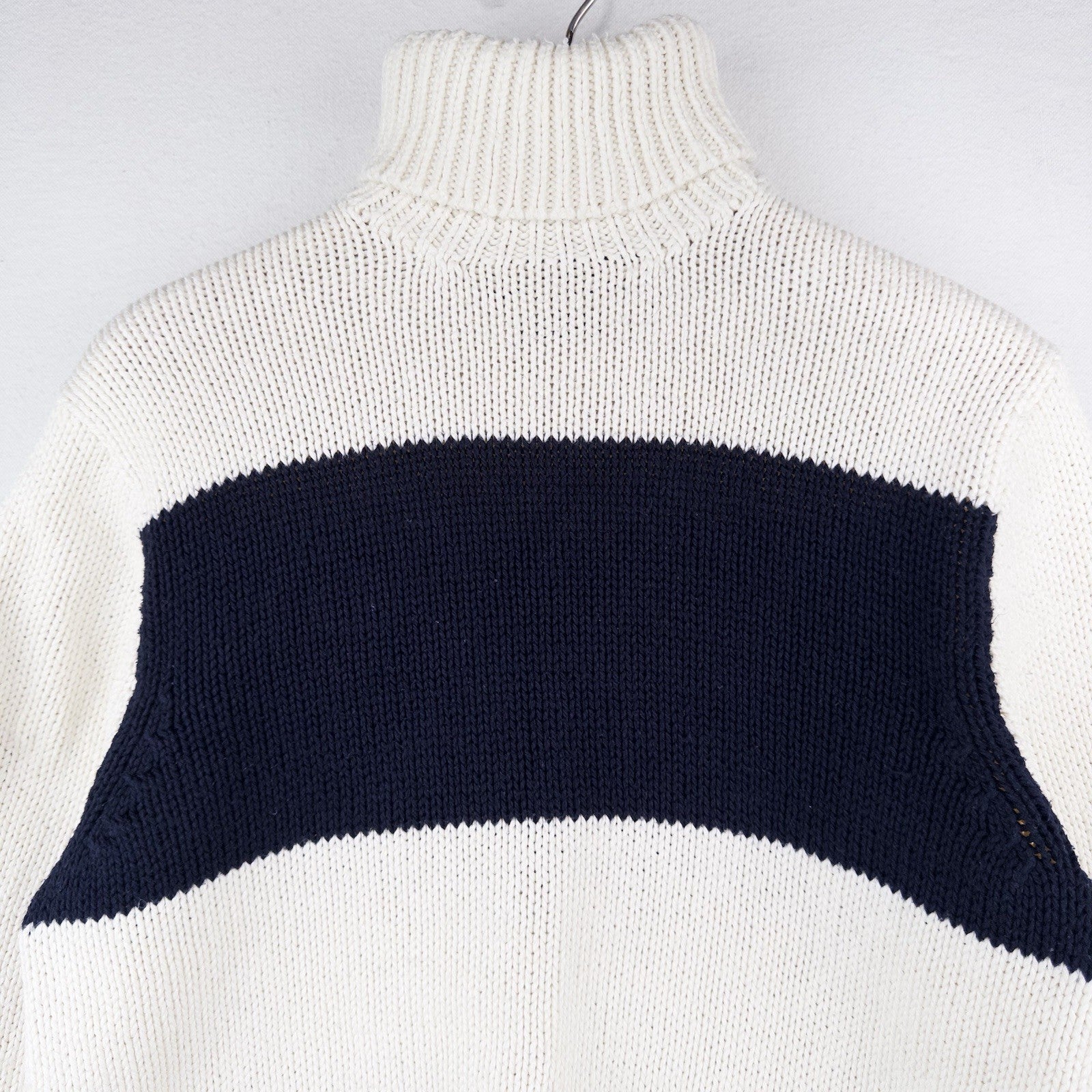 90’s Vtg Polo Ralph Lauren Turtleneck Sweater #3 Men’s M White Navy Pima Cotton