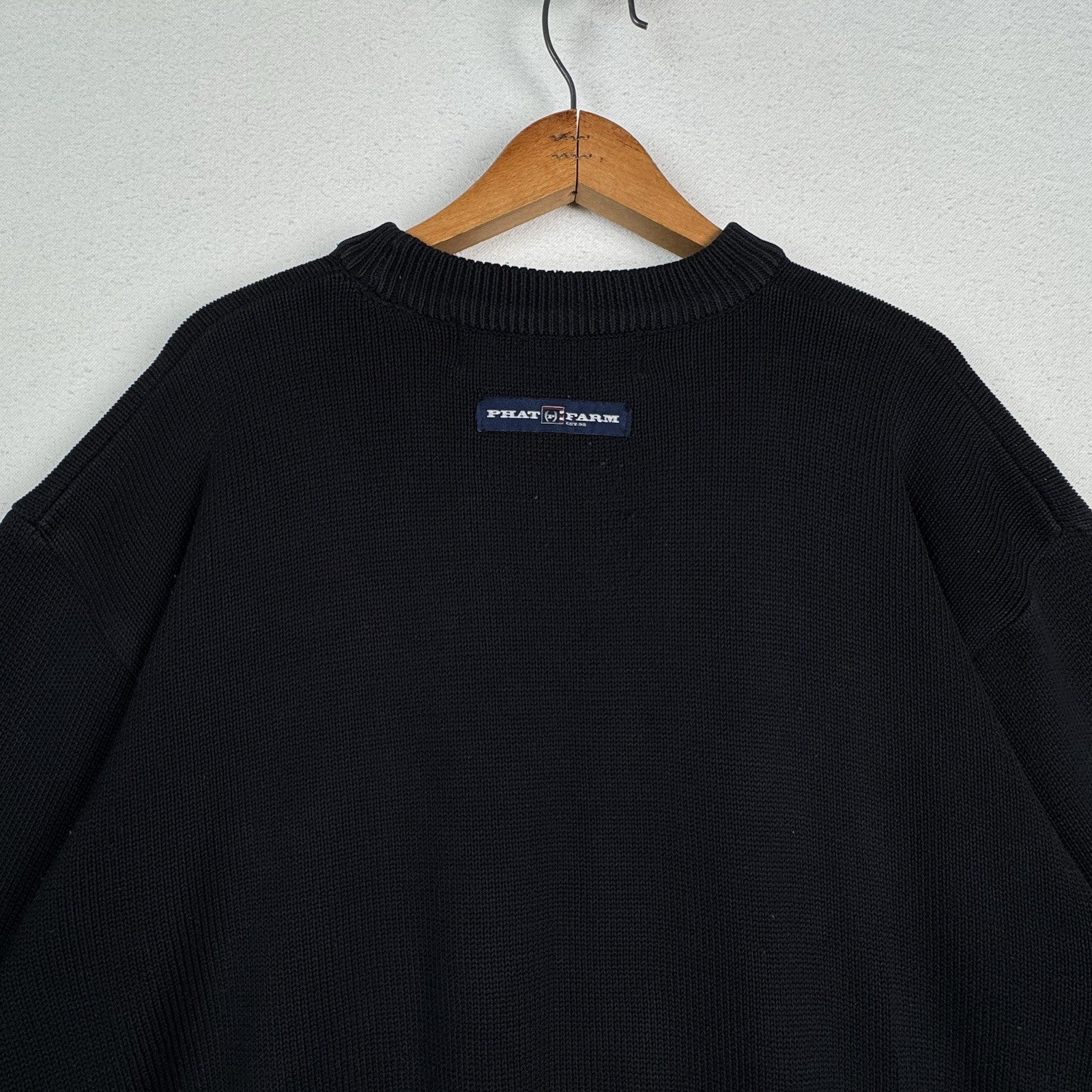 Vintage Phat Farm Crewneck Pullover Sweater Size 2XL Y2K Black Gray Red
