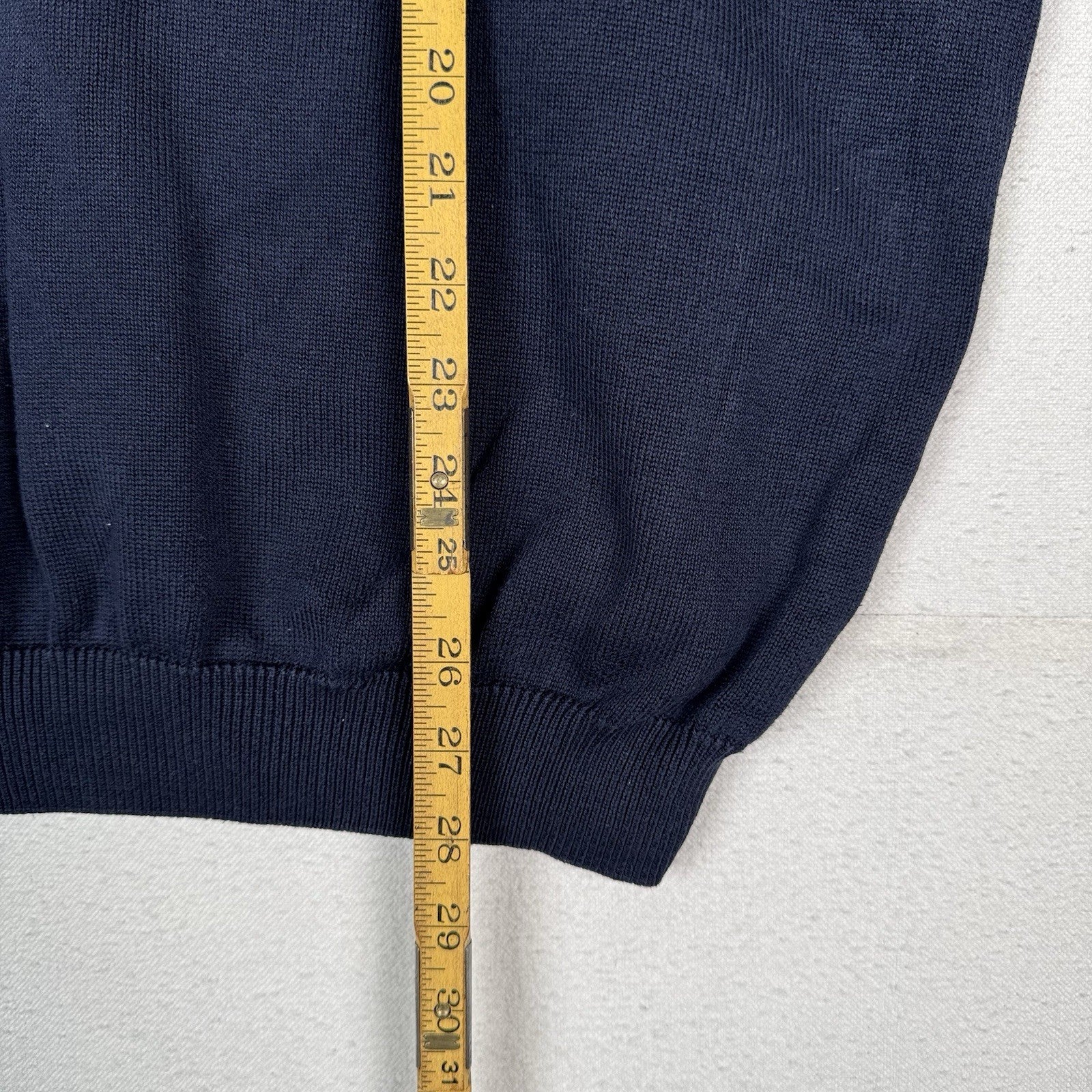 Vintage Lacoste Men’s V-Neck Sweater Navy Blue 3XL Cotton (9)