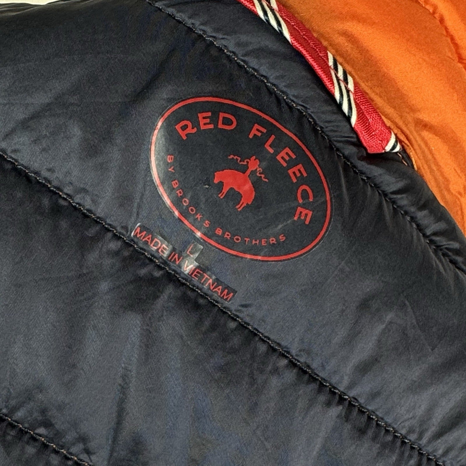 Brooks Brothers Thermore EVOdown Puffer Vest Mens L Orange Lightweight Packable