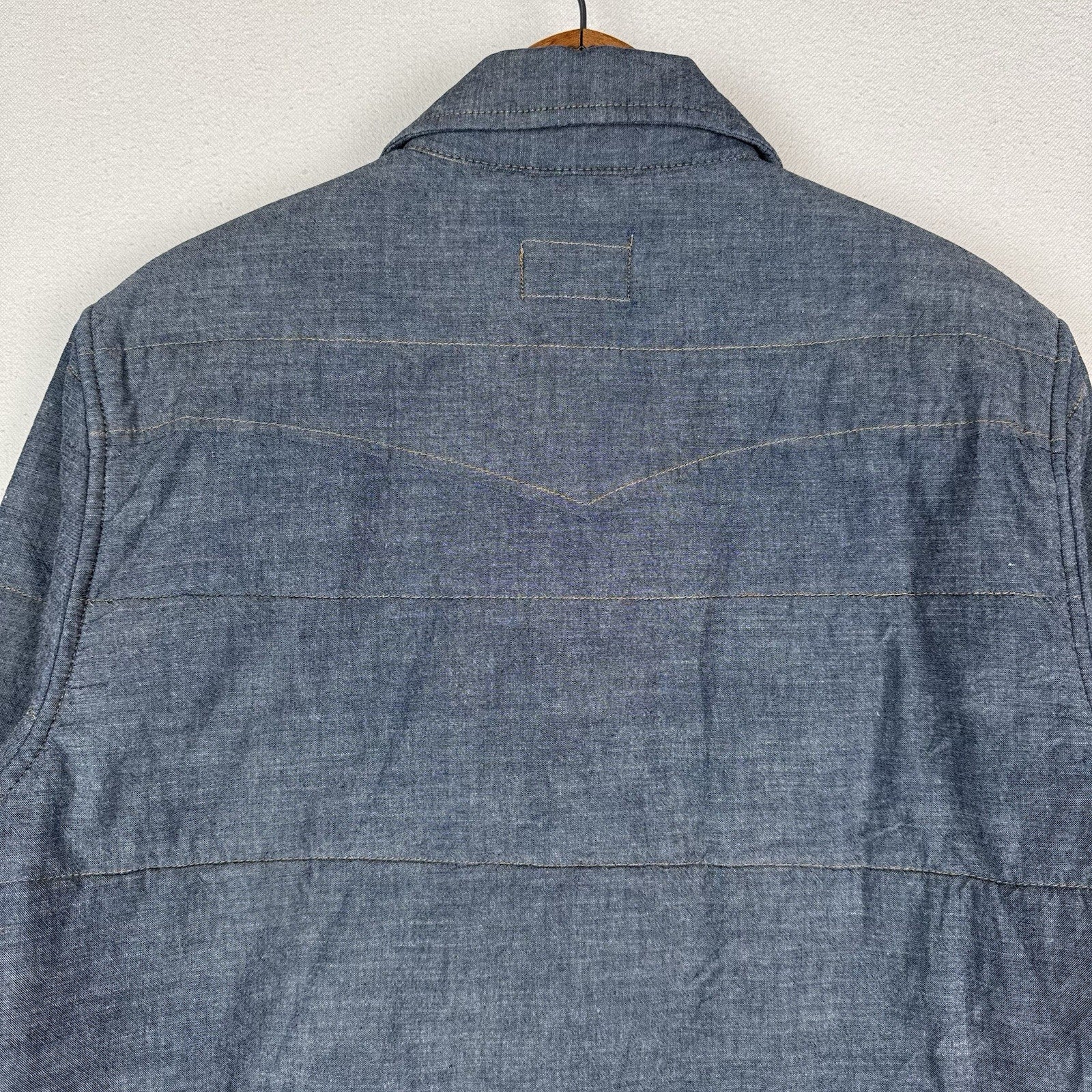 Vans Men’s Medium Denim Puffer Quilted Insulated Jacket Overshirt *Read