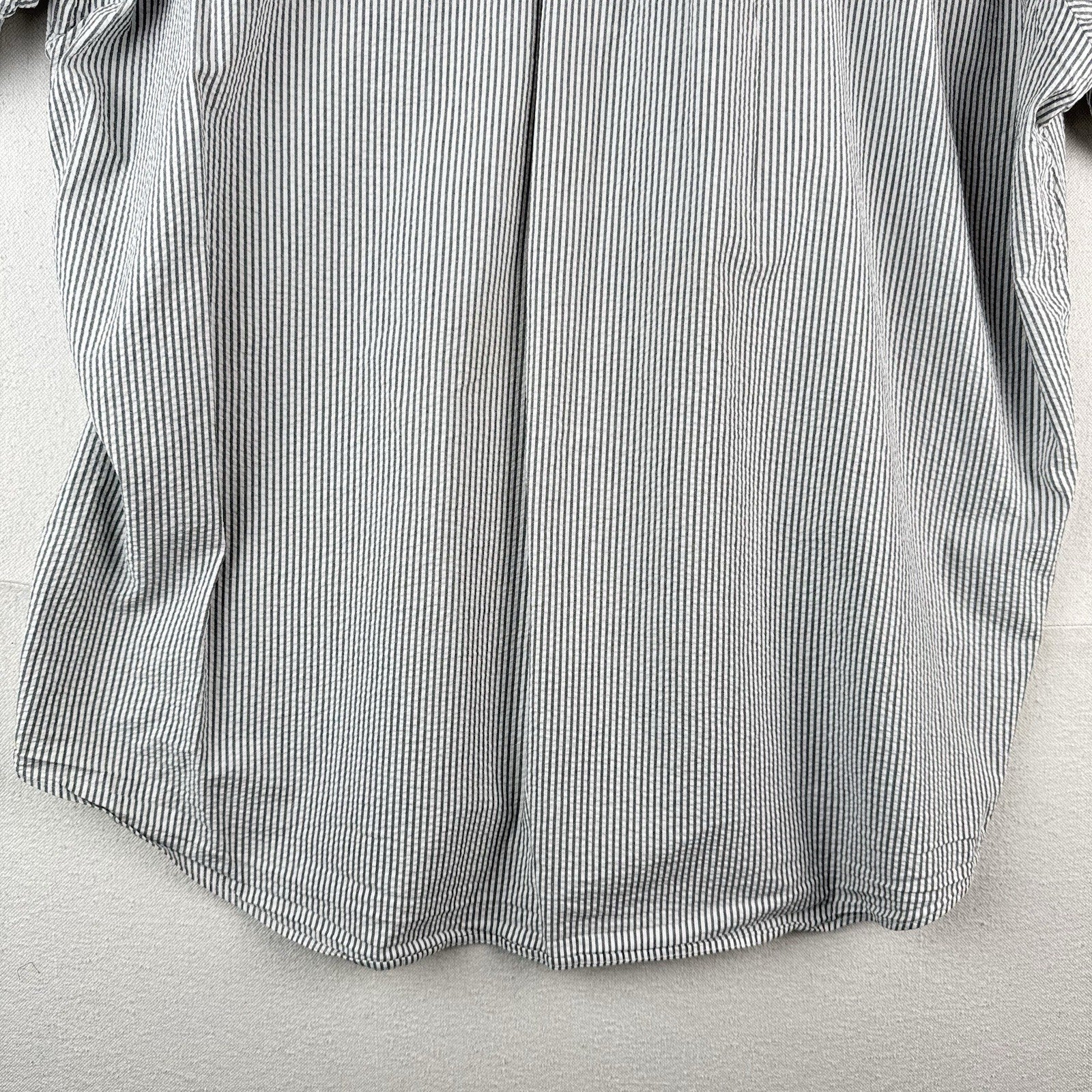 Vtg Ralph Lauren Seersucker Men’s 2XL Blake Short Sleeve Button Shirt Gray White