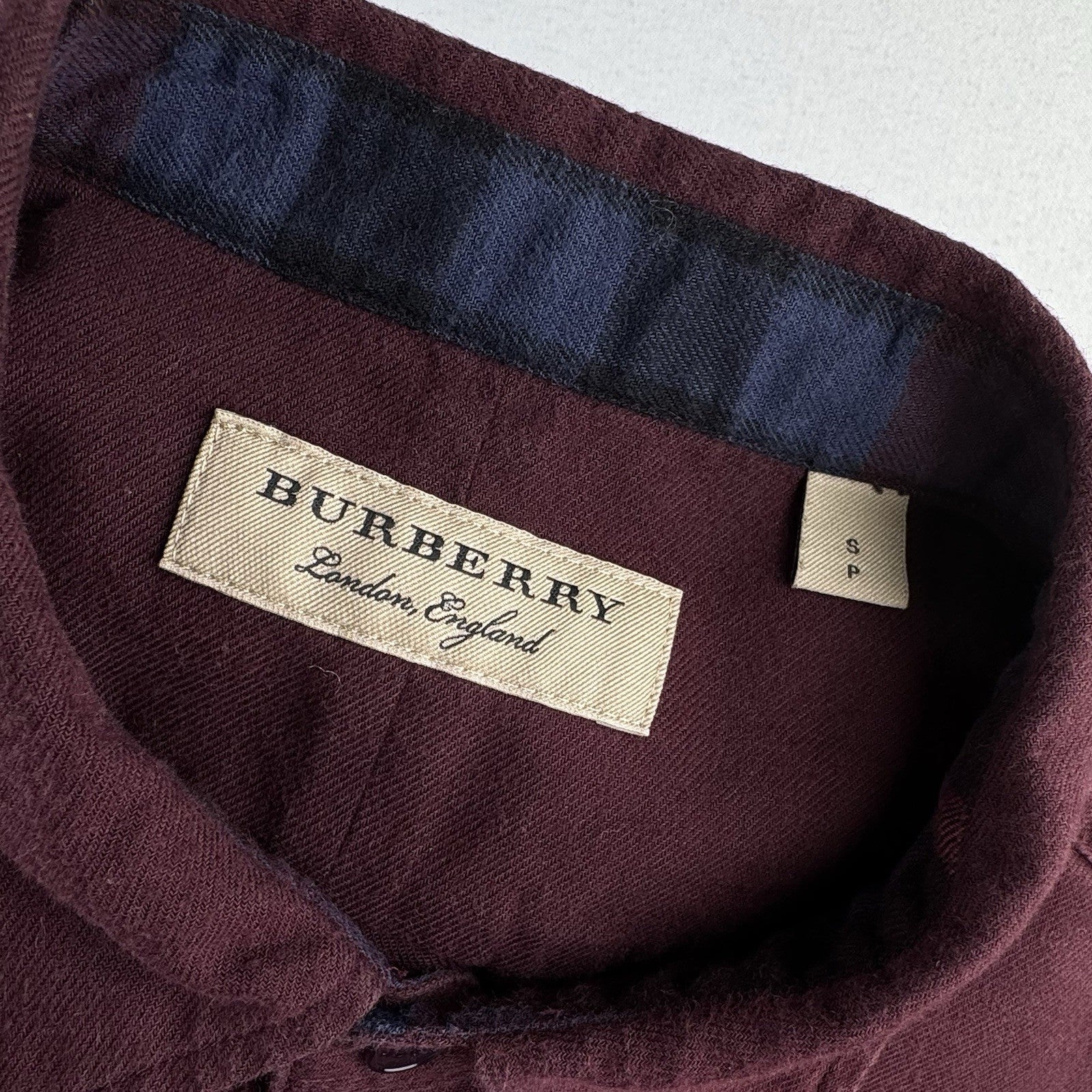 Burberry London Shirt Mens Small Wine Red Button Down Long Sleeve