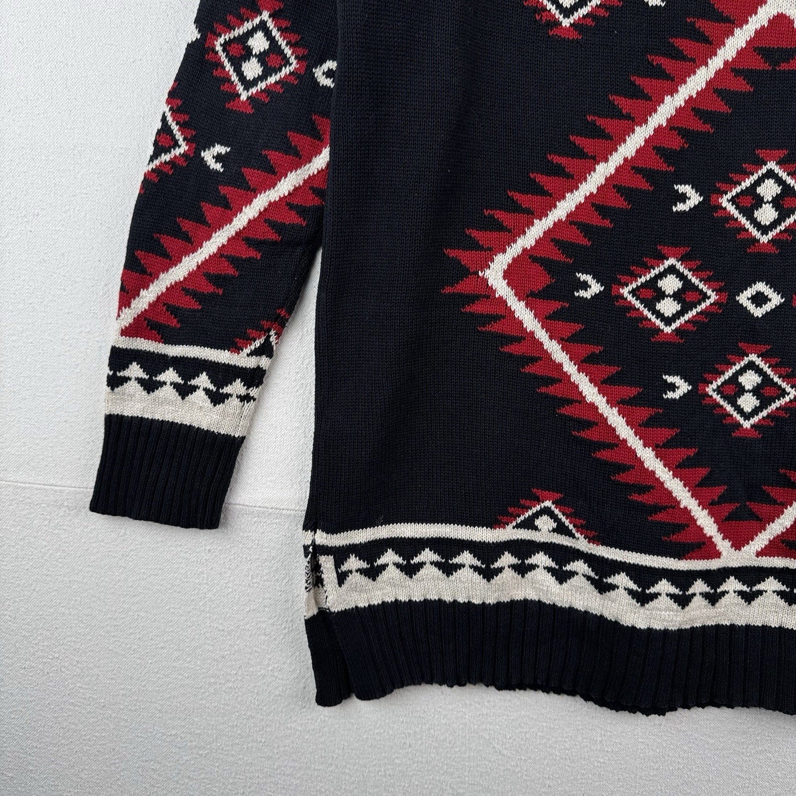 Ralph Lauren Women’s Large Blue Red Southwestern Geometric Tunic Sweater Cotton