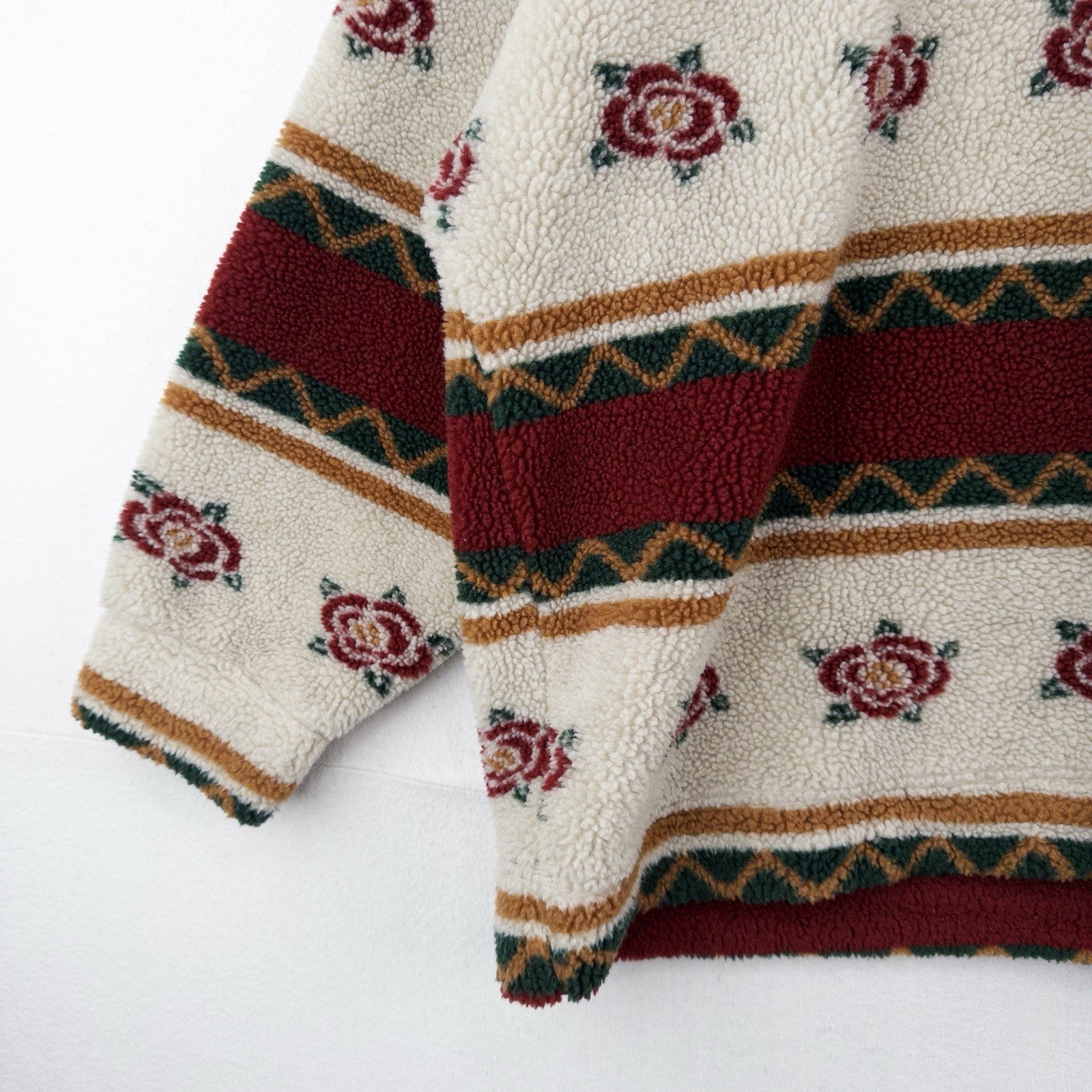 90’s Fleece 1/4 Zip Scuba Hoodie Women’s Large Southwestern Desert Rose Express