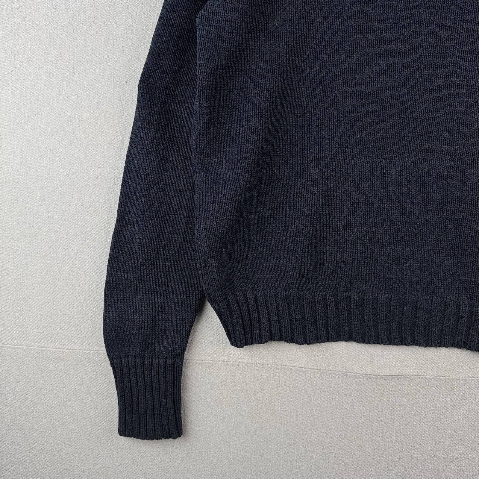 90’s Vintage Polo Ralph Lauren Sweater Men L Navy Blue Knit Pullover Blue Pony