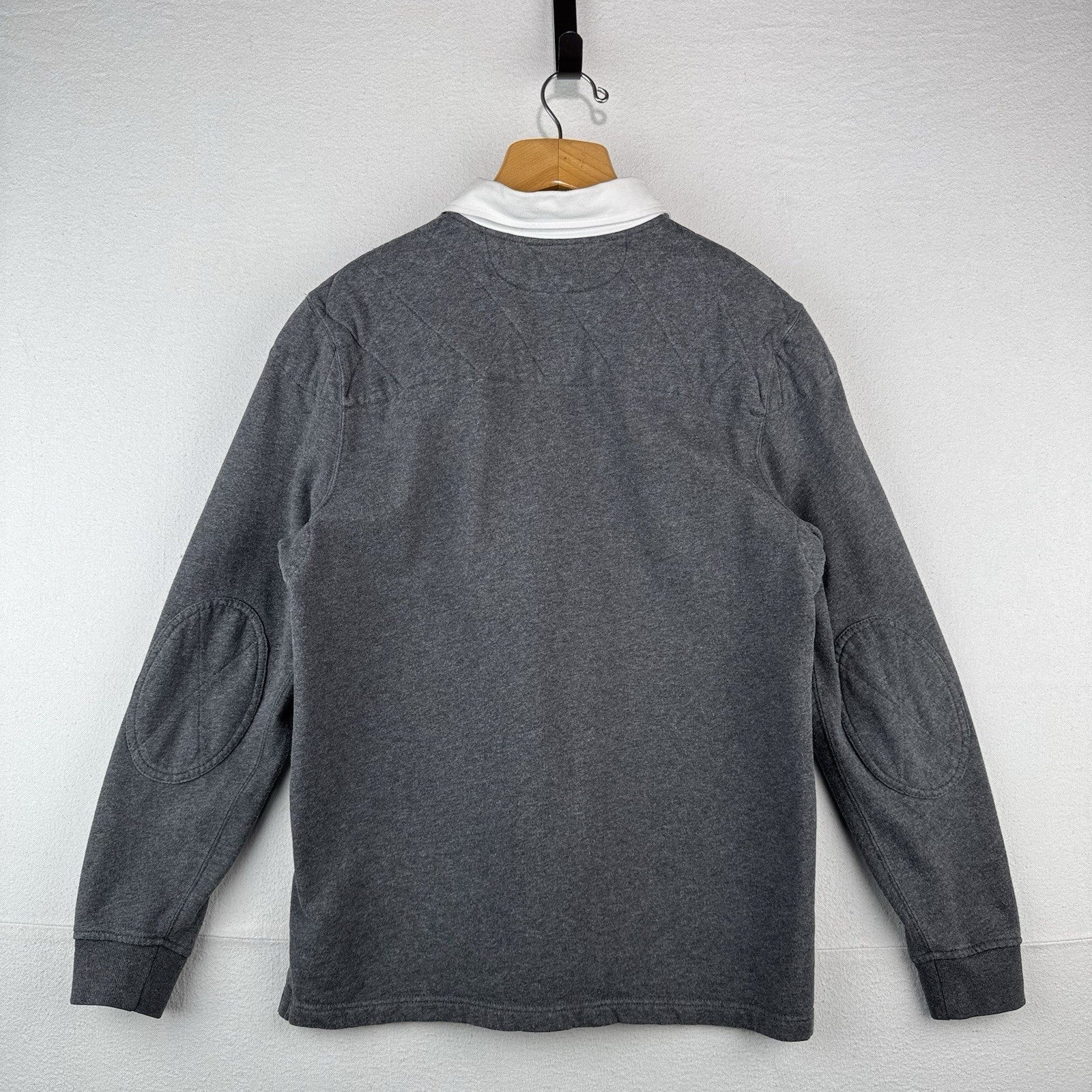 90s Vtg Polo Ralph Lauren Mens L Rugby Shirt Long Sleeve Padded Shoulders/Elbows