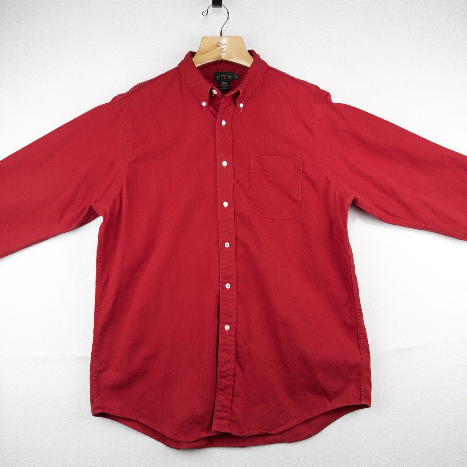 90’s Vtg J.Crew Oarsman Button Down Shirt Men’s XL Red Twill Long Sleeve USA