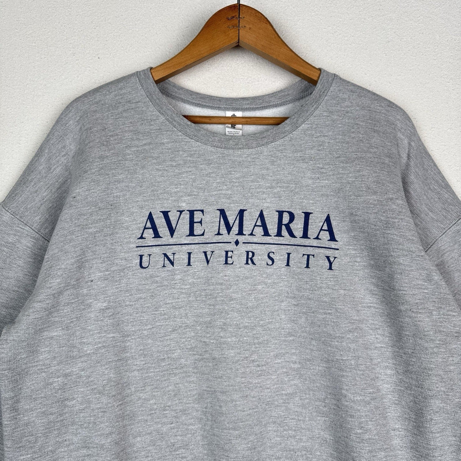 Ave Maria University NCAA Crewneck Sweatshirt Gray L Large Tultex Tag