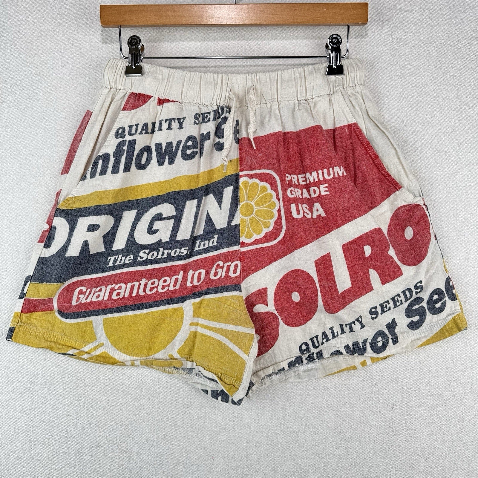 Junk Shop Sunflower Seed Flour Sack Drawstring Shorts Women’s Small 28x3