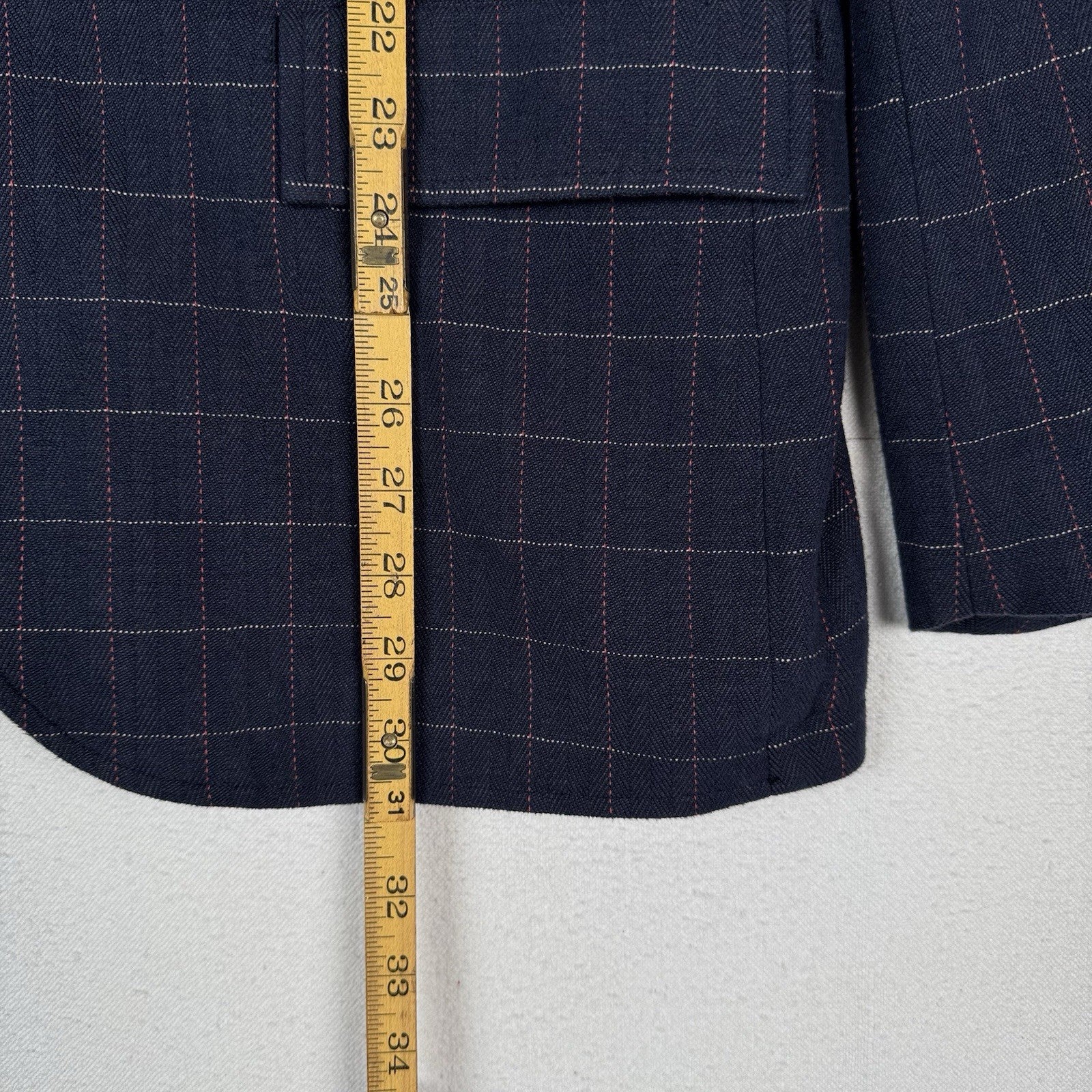 Jachs New York Blazer Mens Large Navy Windowpane Stretch Sport Coat 2-Button