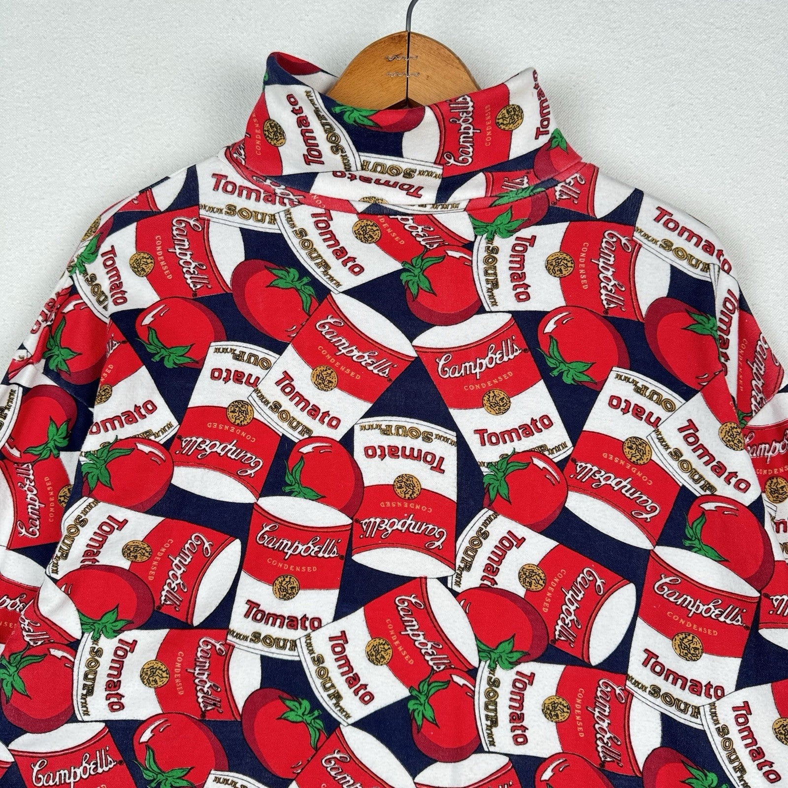 Vtg Campbell’s Tomato Soup Pop Art 60s Andy Warhol Soup Can Turtleneck XL USA