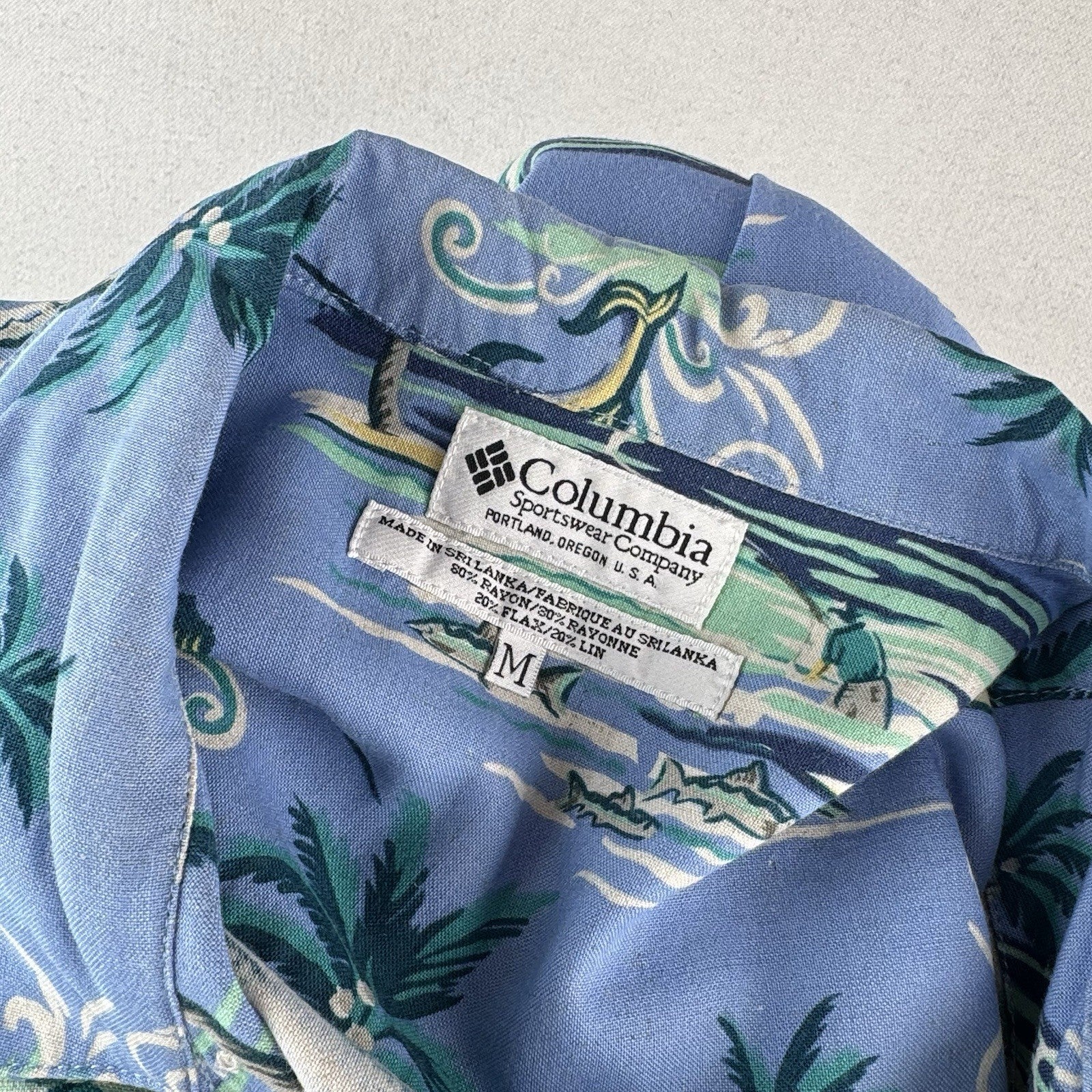Columbia Sportswear Co. Men’s M Hawaiian Fishing Shirt Blue Rayon