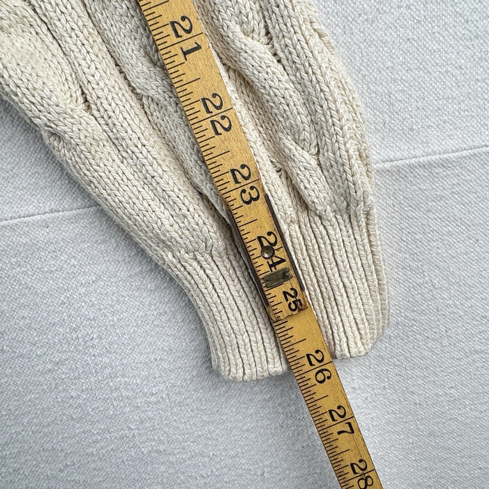 Vintage Polo Ralph Lauren Mens XL Cream Collared Cable Knit Sweater Pima Cotton