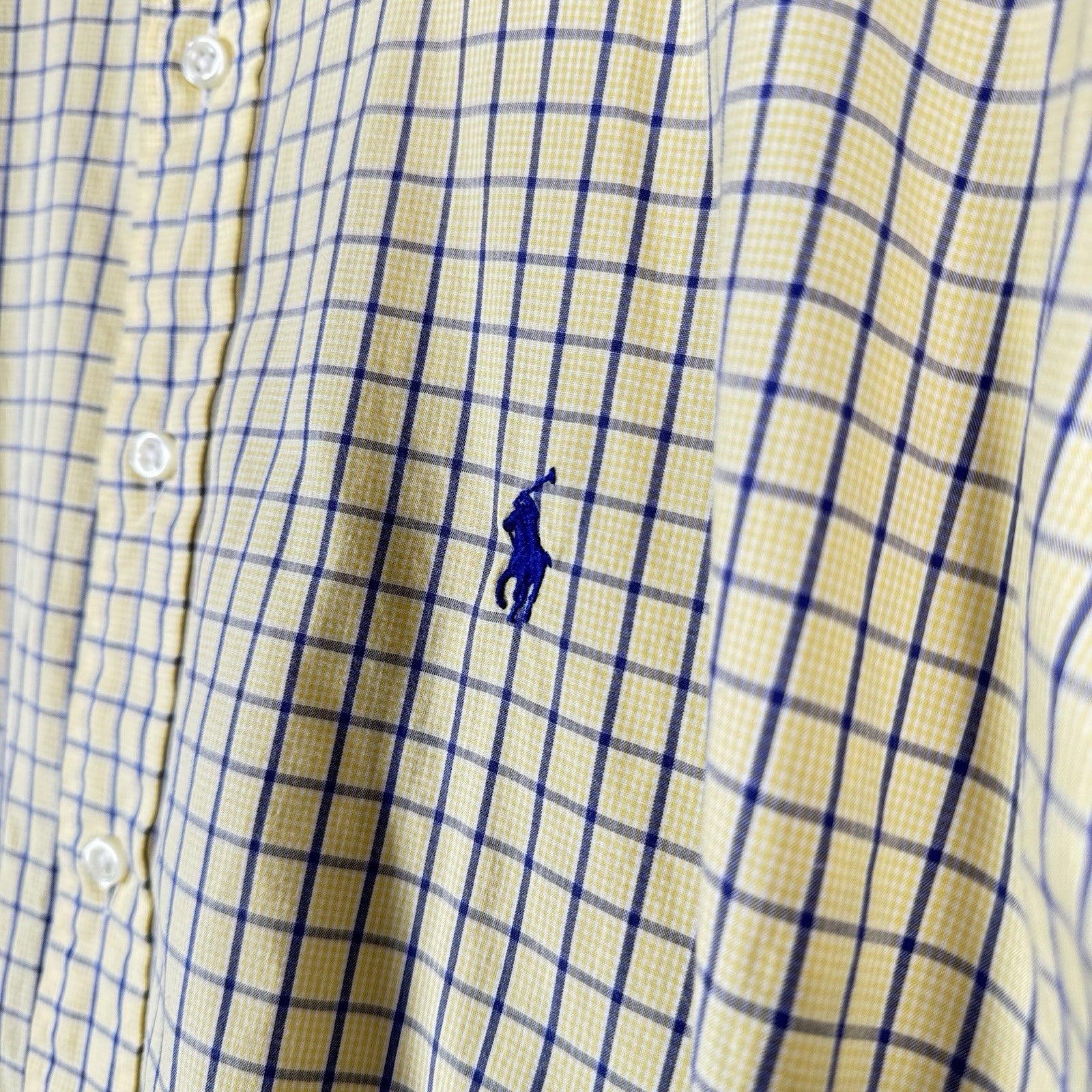 Vintage Ralph Lauren Button Down Blake Shirt Mens XL  SS Yellow Gingham Check