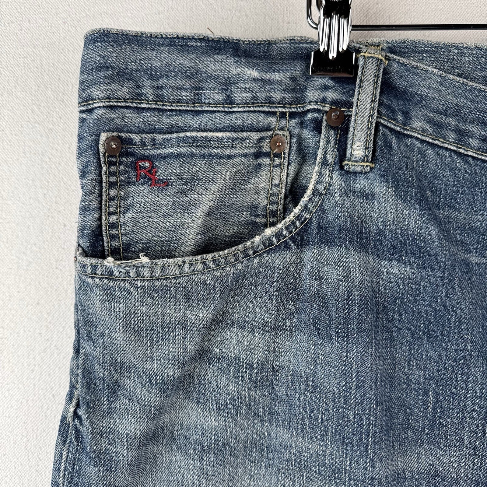 Vtg Polo Ralph Lauren Jeans Men’s 42x30 Blue Varick Slim Straight Selvage Denim