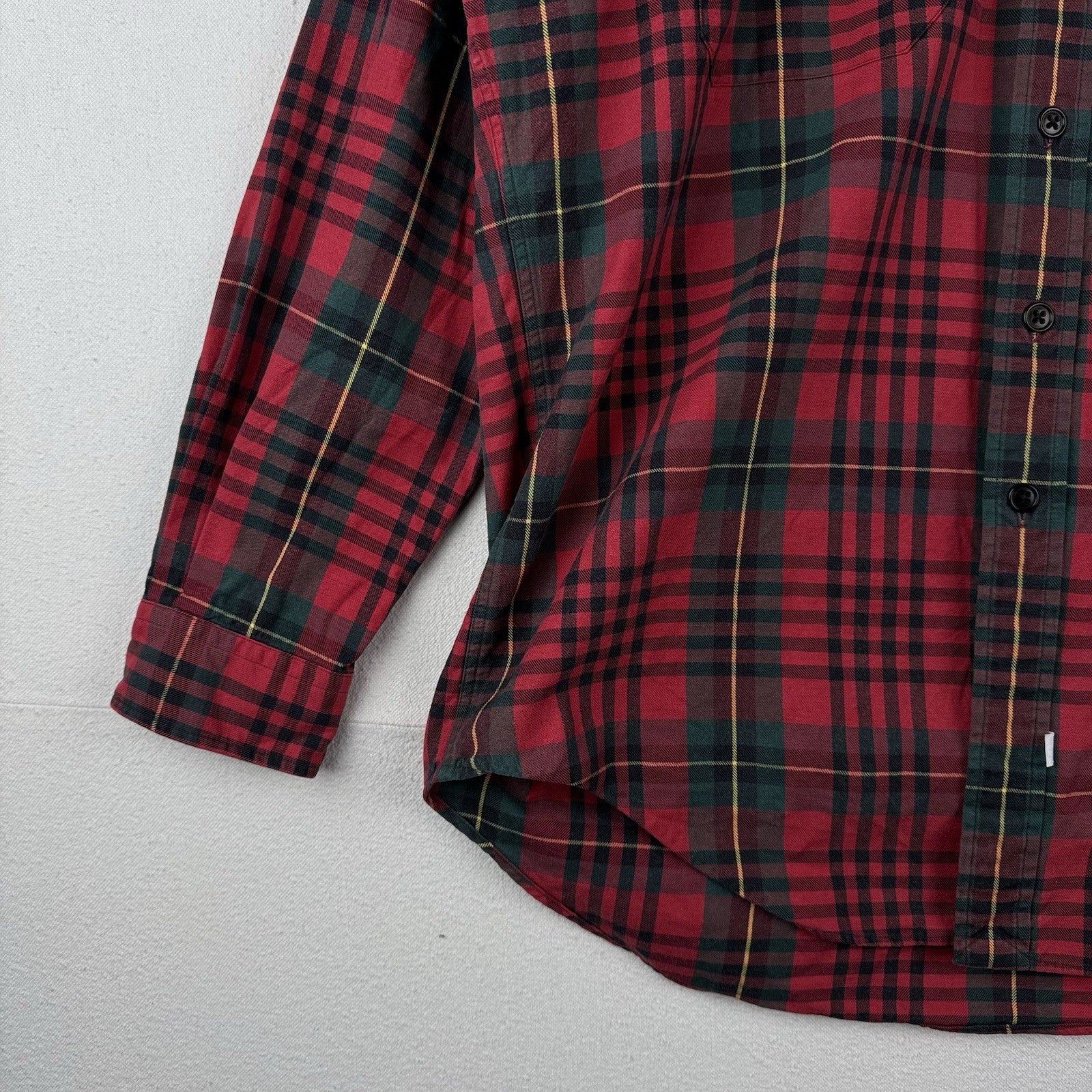 90’s Vtg Polo Ralph Lauren Tartan Plaid Wool Blend Flannel Shirt Men's M Red