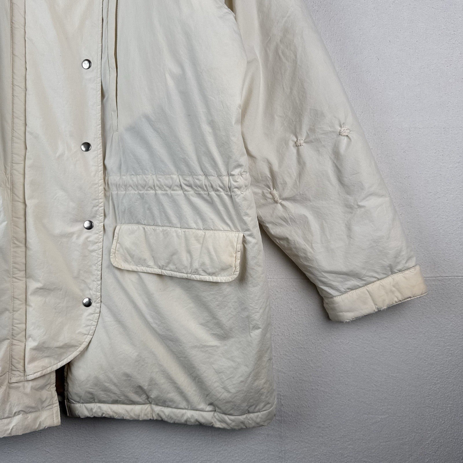 90’s Vtg Polo Ralph Lauren White Down Parka Mens M Coyote Fur Hood Coat *Read
