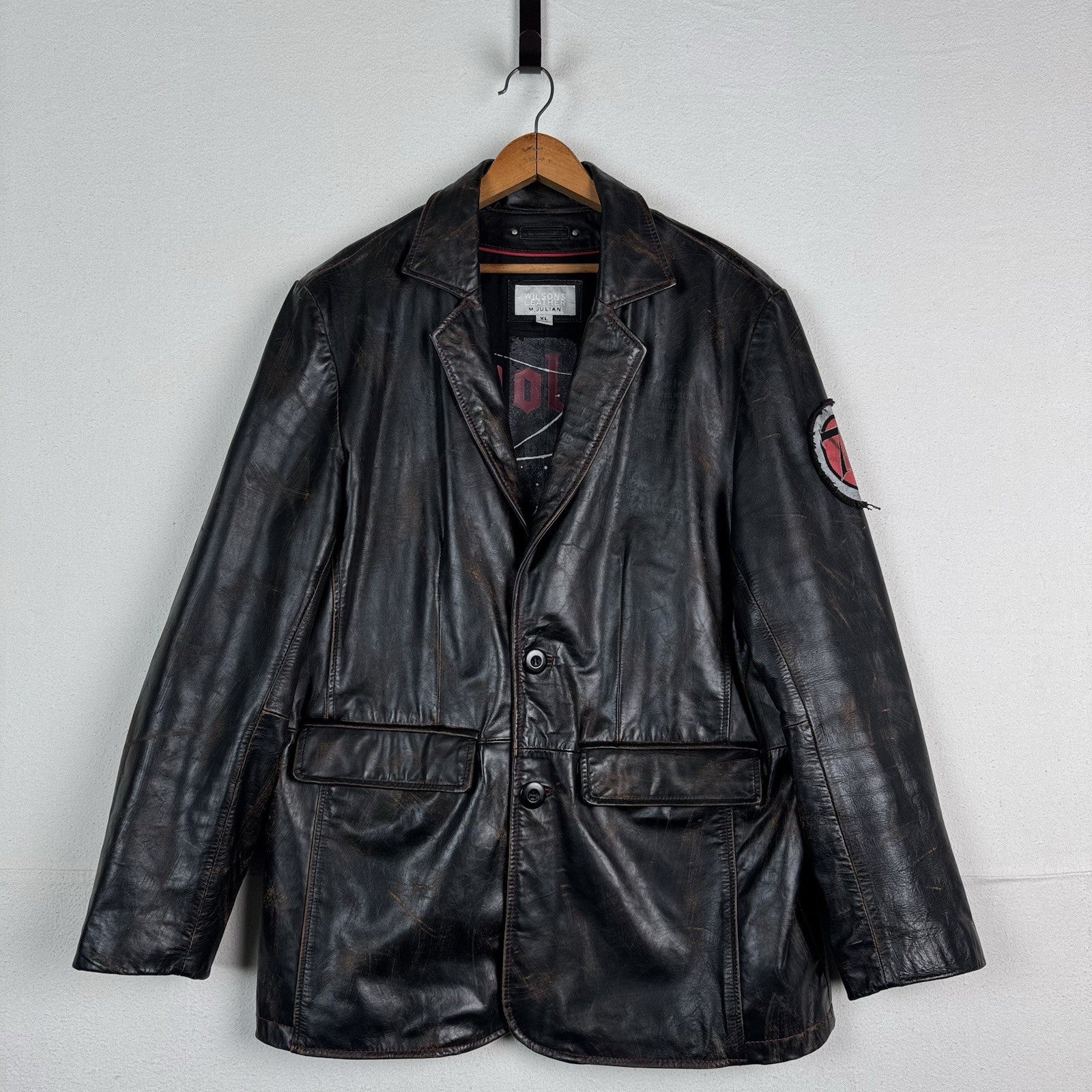 Wilsons Leather Men’s XL Illuminati Revolution Brown Jacket  Elbow Patches